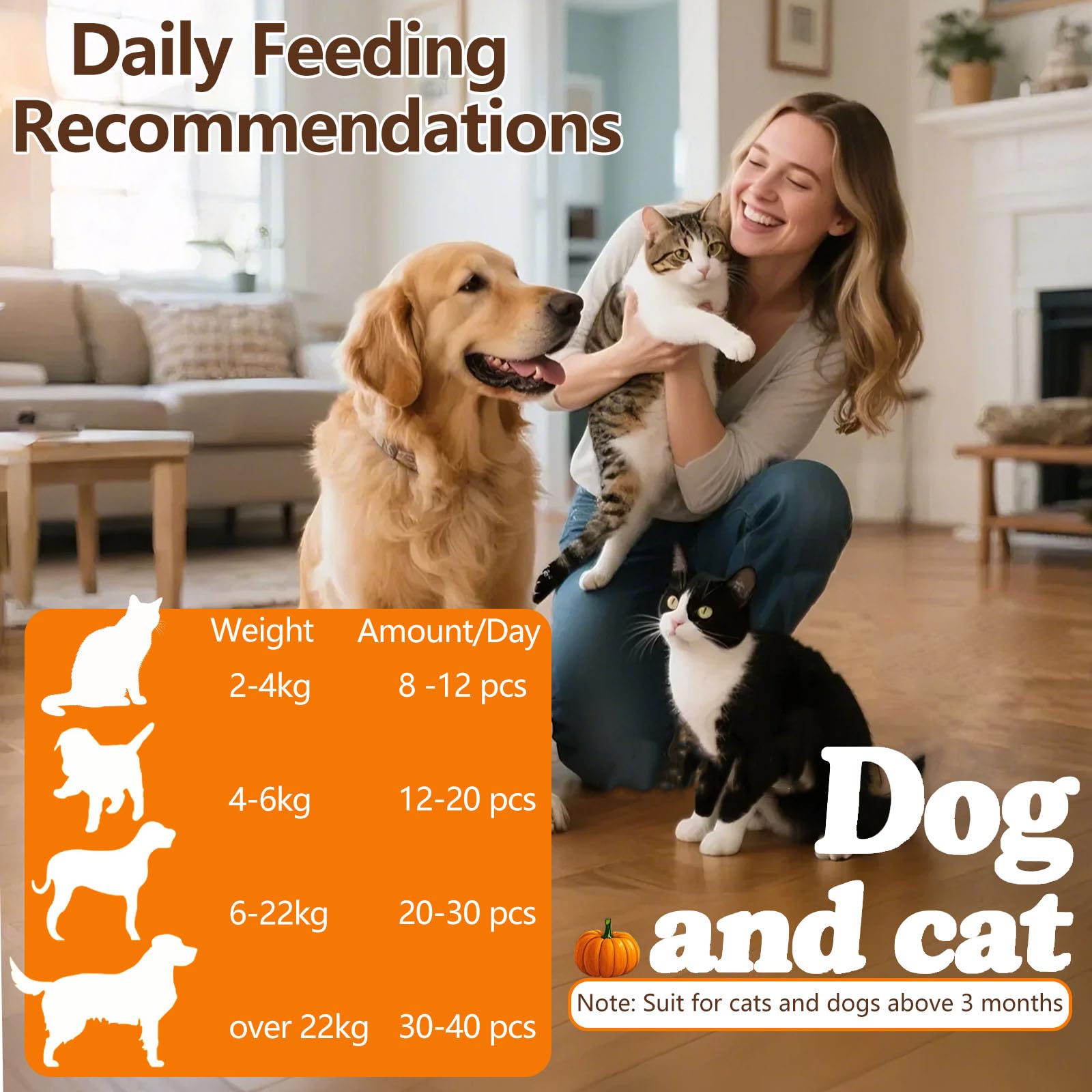 JADINGSFARM Freeze Dried Pumpkin Treats for Dogs & Cats, Natural Digestive Health, 3.5 oz