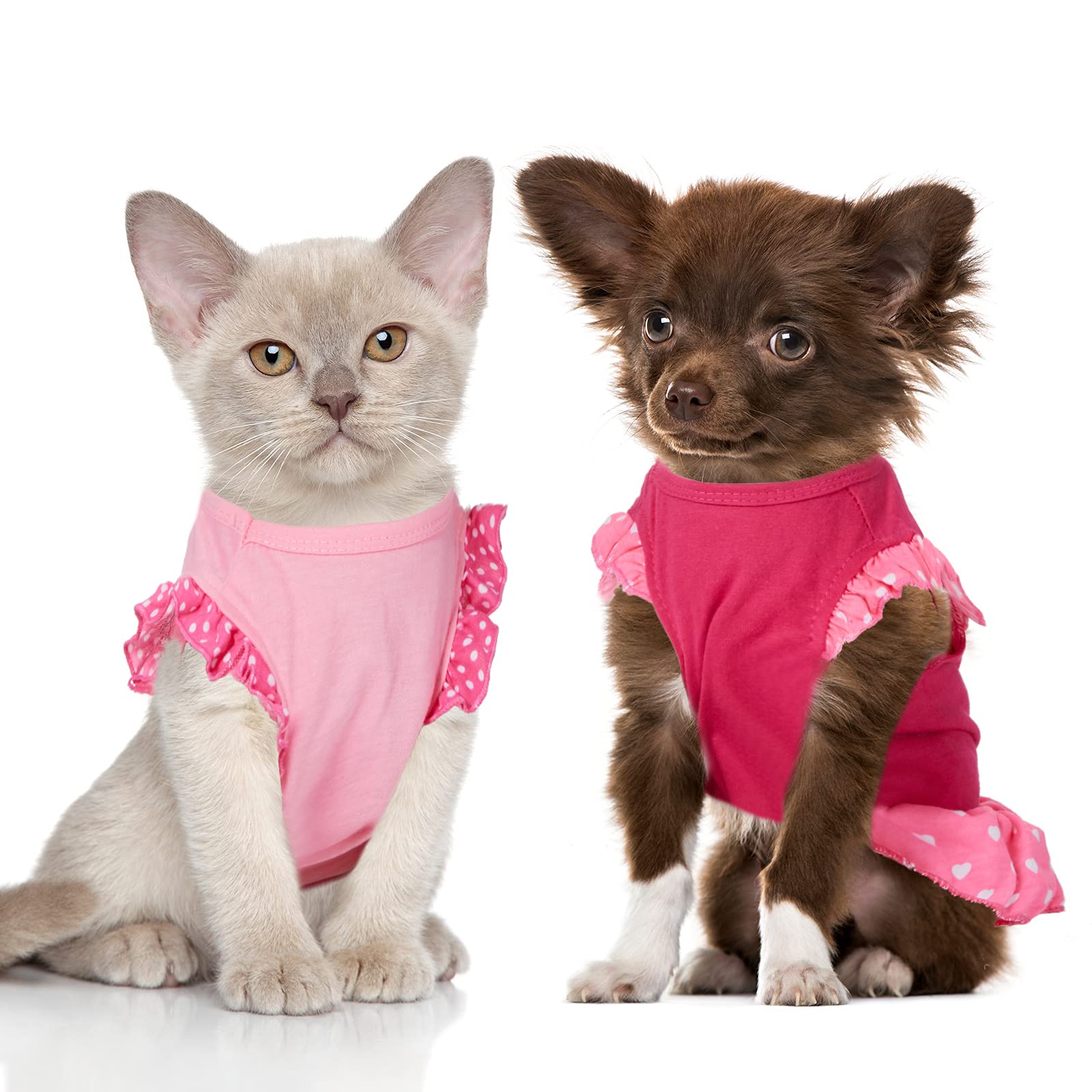 2 Pieces Dog Dresses for Small Dogs Cute Girl Female Dog Dress Mommy Puppy Shirt Skirt Doggie Dresses Pet Summer Clothes Apparel