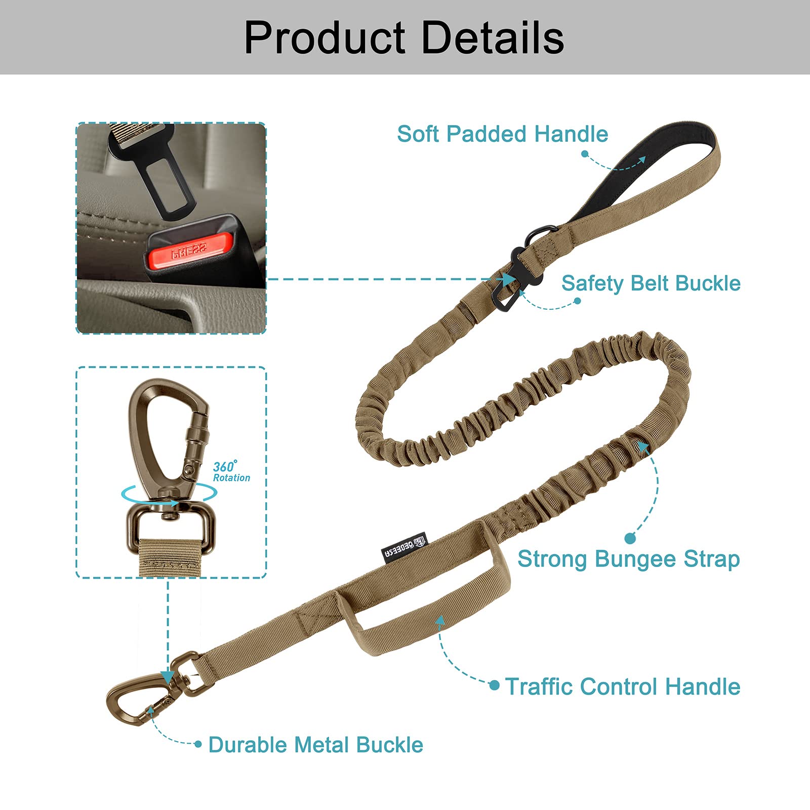 OEBEESA Dog Collar and Leash: - Nylon K9 Collars with Handle and Heavy Duty Metal Buckle for Medium and Large Dogs with 3 Patche