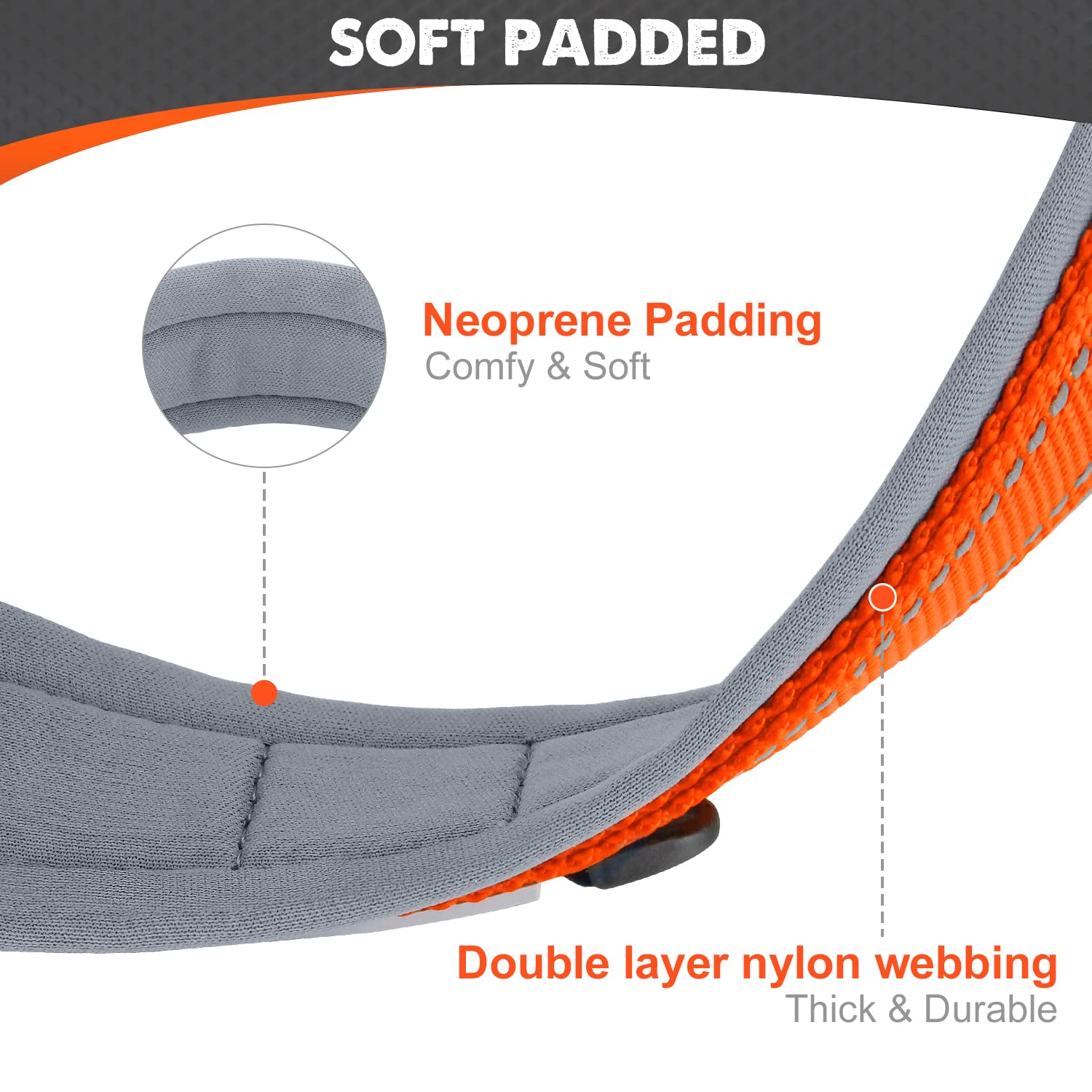 Joytale Dog Collar For Extra Large Dogs, Neoprene Padded And Adjustable, Reflective Wide Heavy Duty Pet Collars With Durable Met