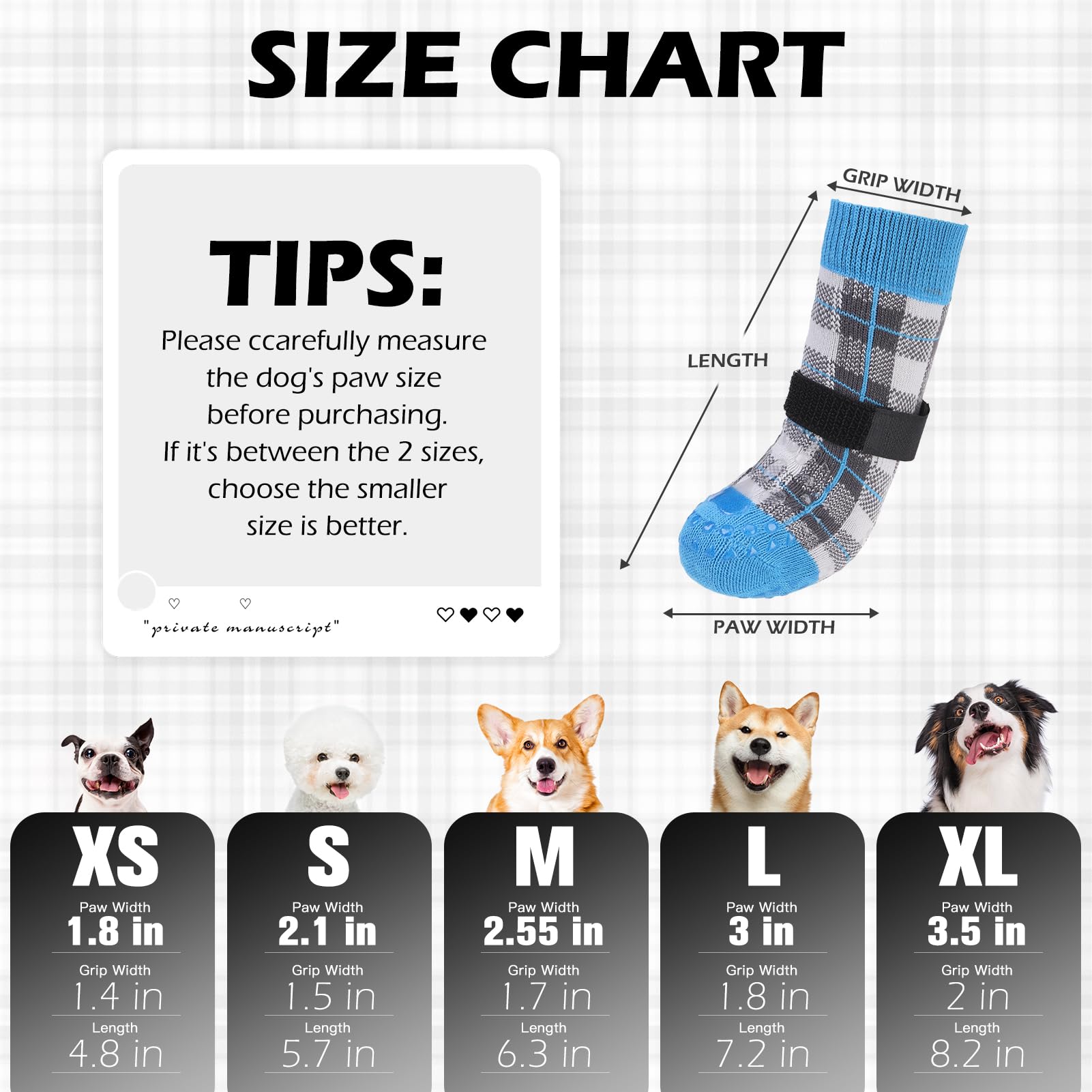 Expawlorer Dog Socks To Prevent Licking Paws, 5 Pcs Double Sided Anti Slip Dog Socks With Grippers, Dog Shoes Grips For Hardwood