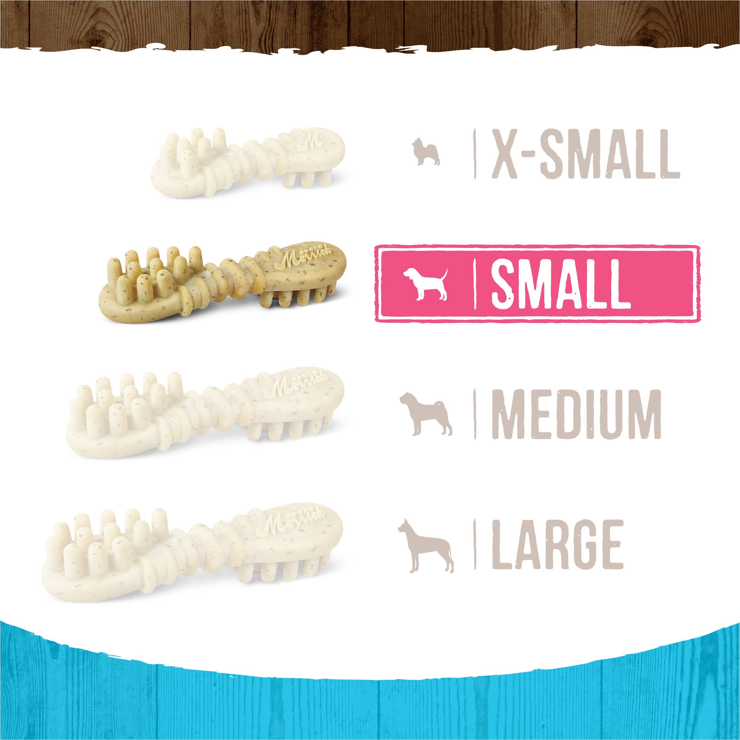 Merrick Fresh Kisses Natural Dental Chews, Toothbrush Treat Shape Infused With Real Mint, Small Dogs 15-25 Lbs - 15 ct. Bag