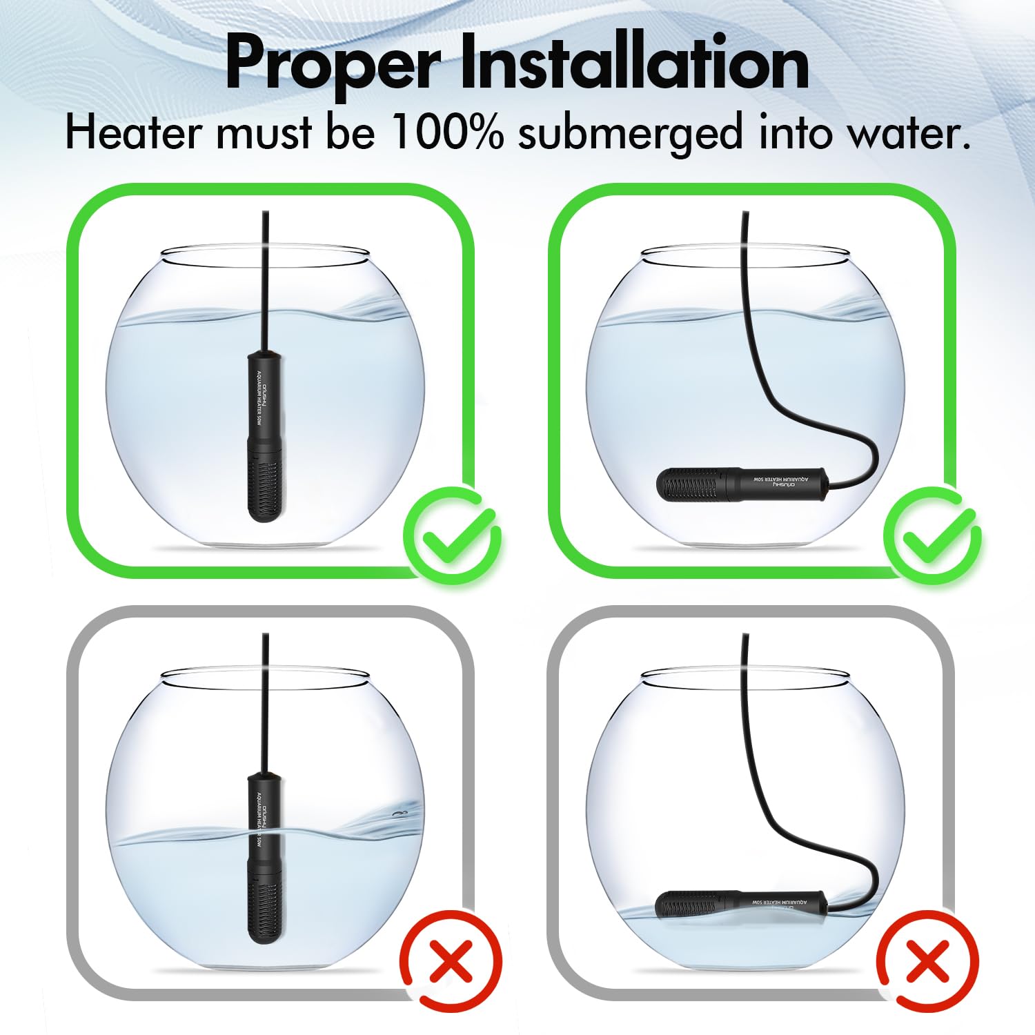 Orlushy 25W Small Submersible Aquarium Heater, Constant Temperature Betta Fish Tank Heater Of 78?For 1-6 Gallons Freshwater & Saltwater Tanks