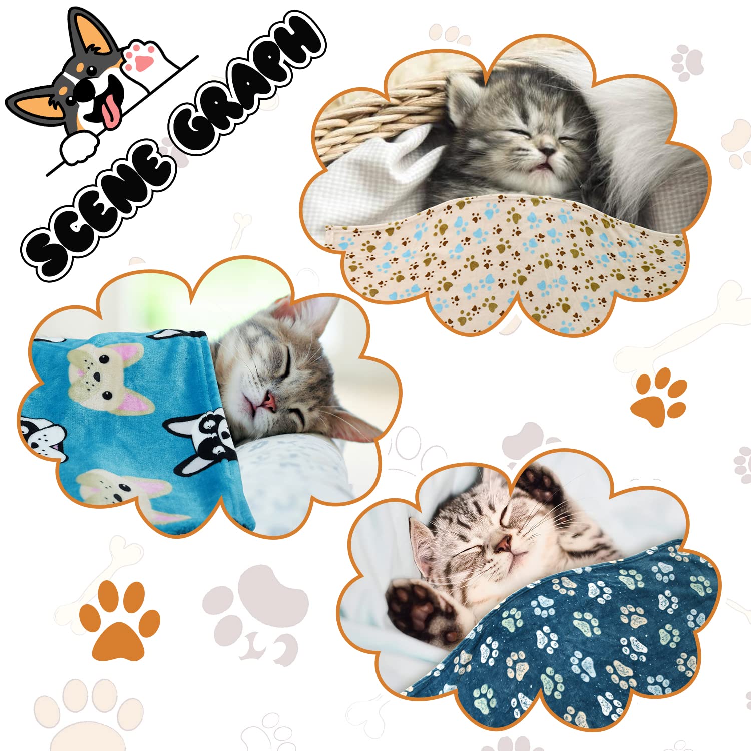 1 Pack 3 Blankets For Dogs Blankets For Medium Dogs Puppy Dog Blanket Super Soft Fluffy Premium Fleece Pet Blanket Flannel Throw For Dog Puppy Cat Paw Blanket(23X16 Inch)