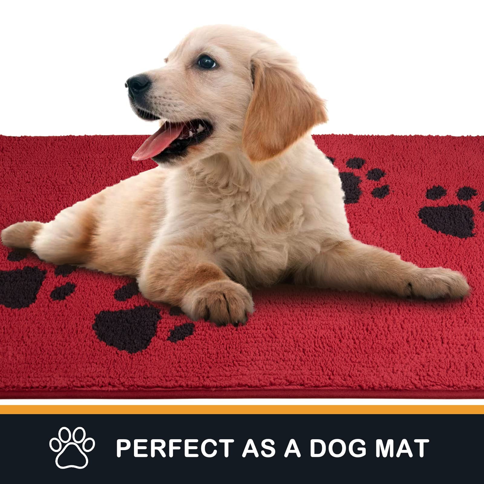 PURRUGS Dirt Trapper Door Mat 24  x 35.5 , Non-Skid/Slip Machine Washable Microfiber Entrance Rug, Shoes Scraper, Dog Doormat, S