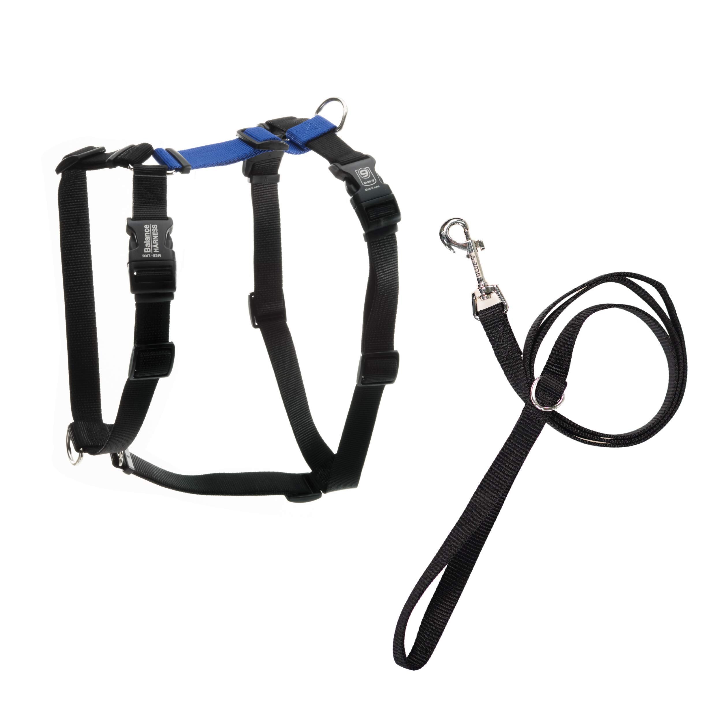 Blue-9 Pet Products No-Pull Balance Harness And Loose Leash Walking Set Dogs, Made In The Usa, Blue, Medium/Large