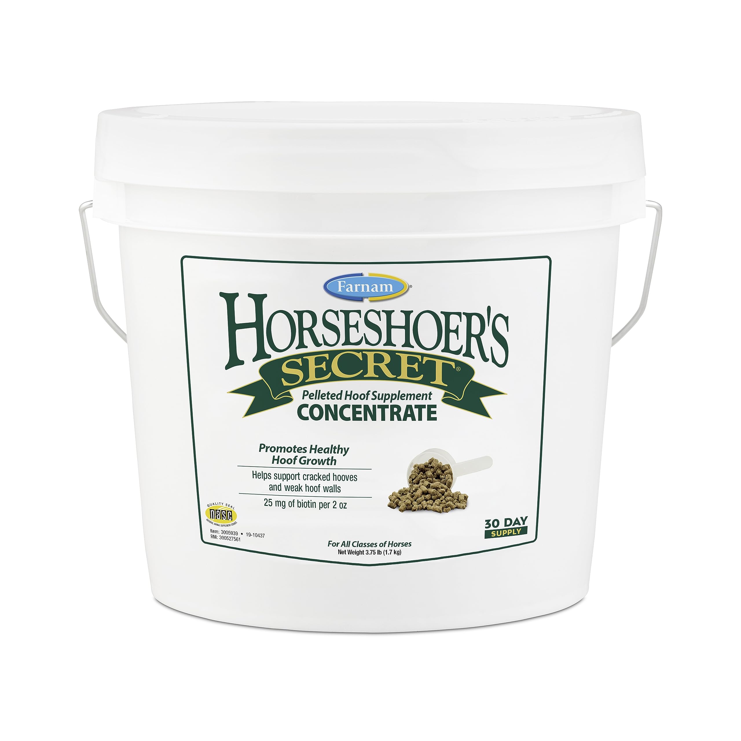 Farnam Horseshoers Secret Pelleted Hoof Supplements Concentrate, Economic formula with 25 mg. of biotin per 2 oz. serving, 3.75