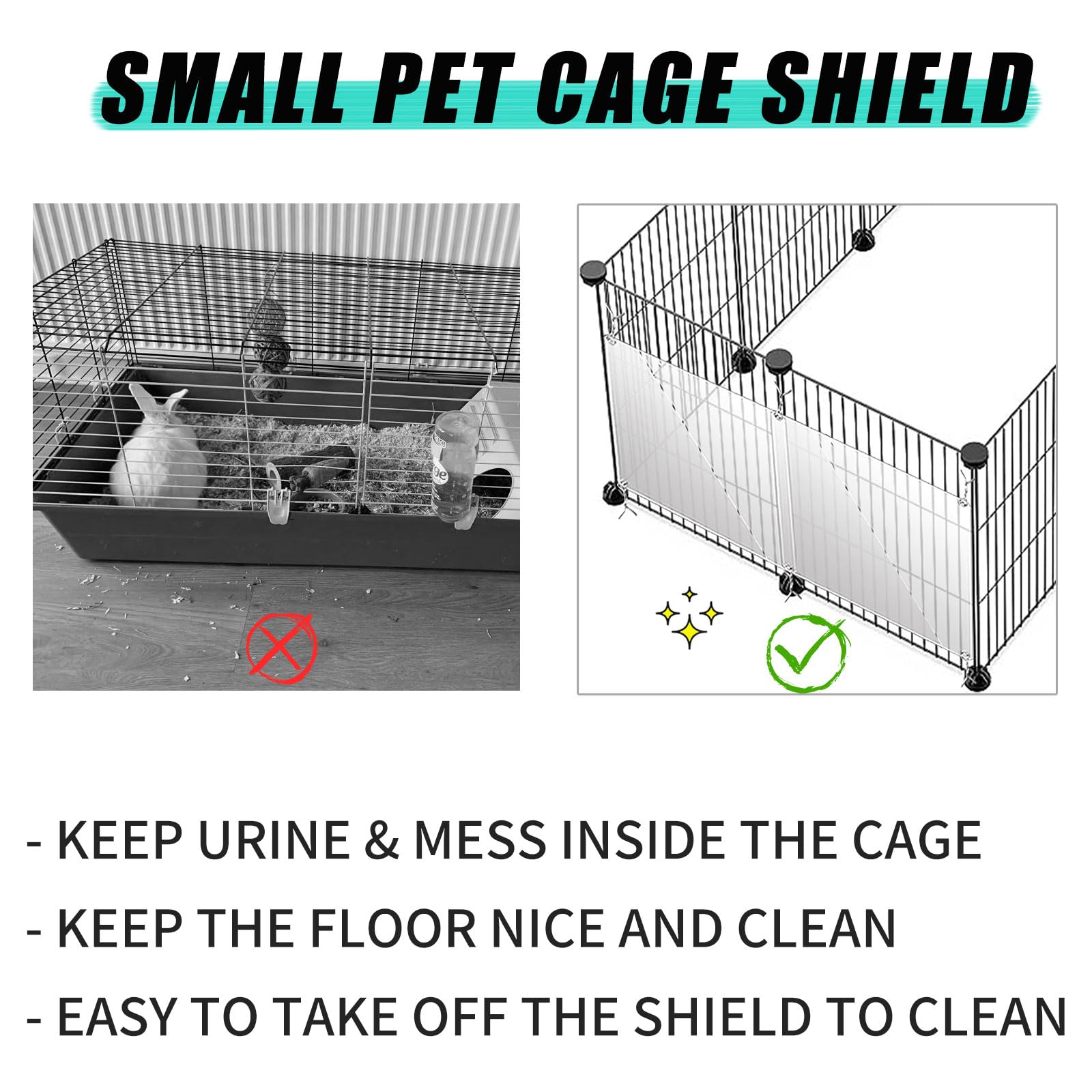 Oncpcare 24 Pack Pet Plastic Cage Liner Protection Rabbit Cage Urine Guard Clear Cage Edge Liner Guinea Pig Side Lining Small An