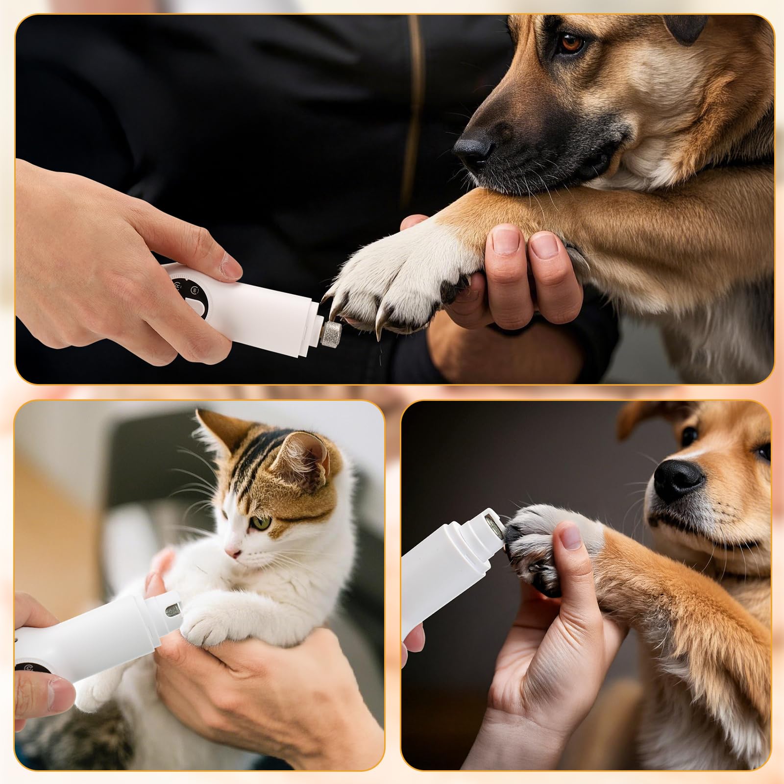 Palksky Dog Clippers for Grooming - 2 in1 Upgraded Electric Dog Paw Trimmer with Nail Grinder, Rechargeable Waterproof Paw Trimm