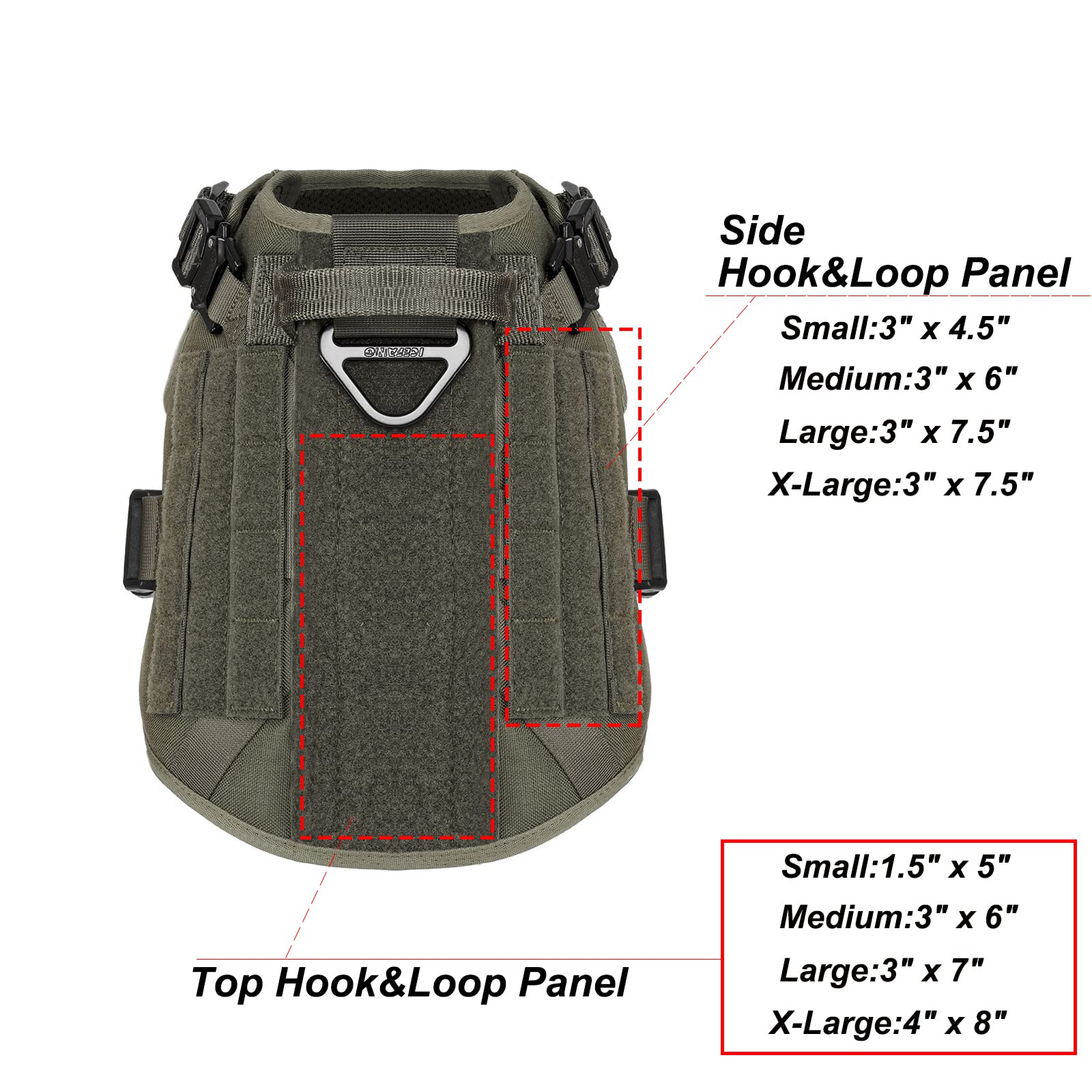 Icefang Tactical Dog Harness,Medium Size, 2X Metal Buckle,Working Dog Molle Vest With Handle,No Pulling Front Leash Clip,Hook An