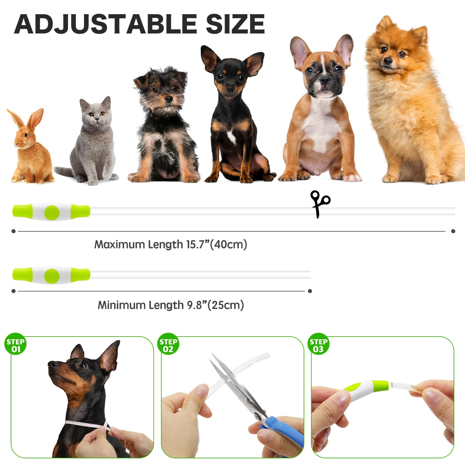 Bseen Light Up Dog Collar, Rechargeable Led Puppy Collar Waterproof Glowing Pet Collar Tpu Cuttable Lighted Dog Collar For Small Medium Large Dogs (Xs- Green(40Cm))