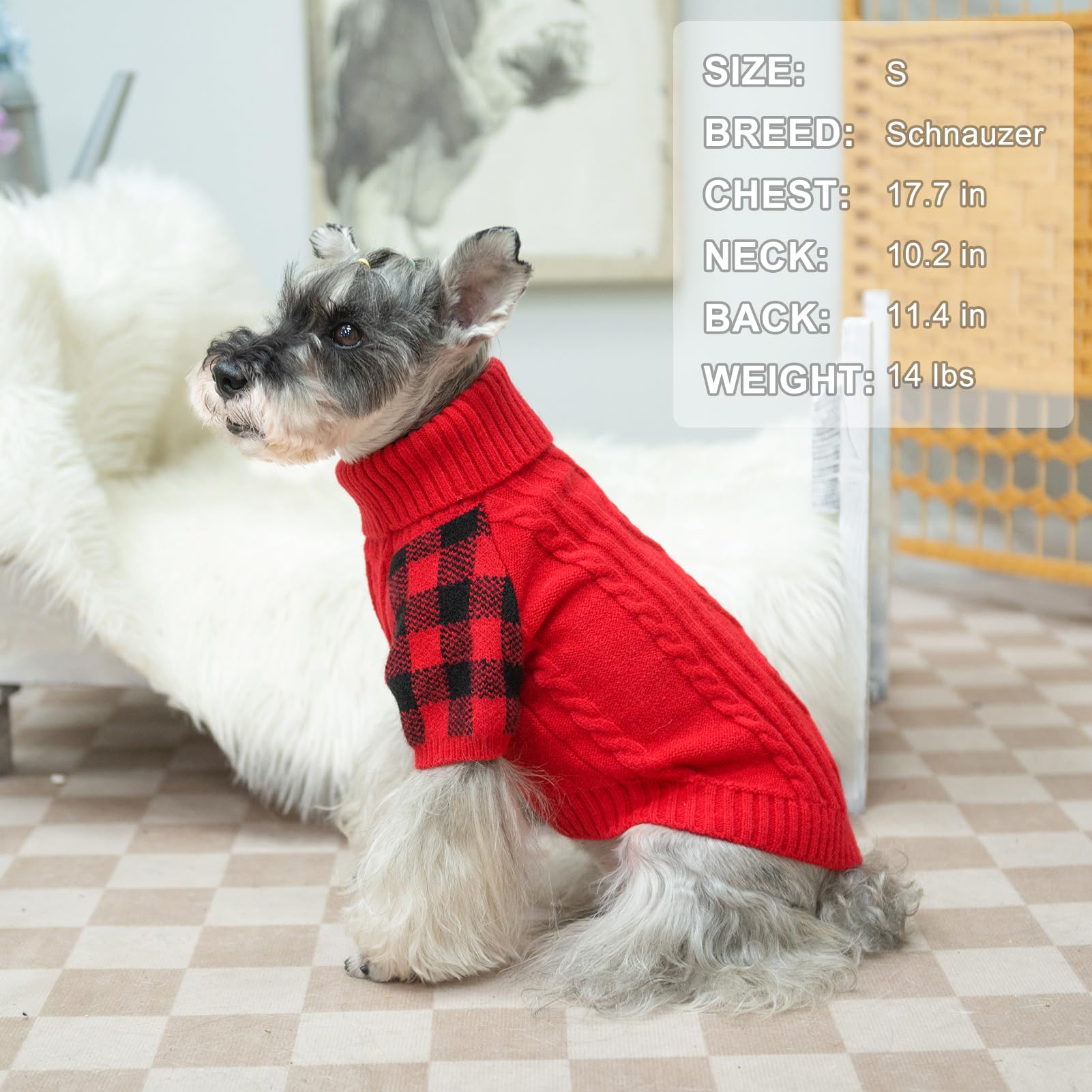 Beautyzoo Dog Sweaters For Small Dogs Girl Small Dog Sweater Female Male-Warm Dog Christmas Sweater,Thick Turtleneck Pullover Do