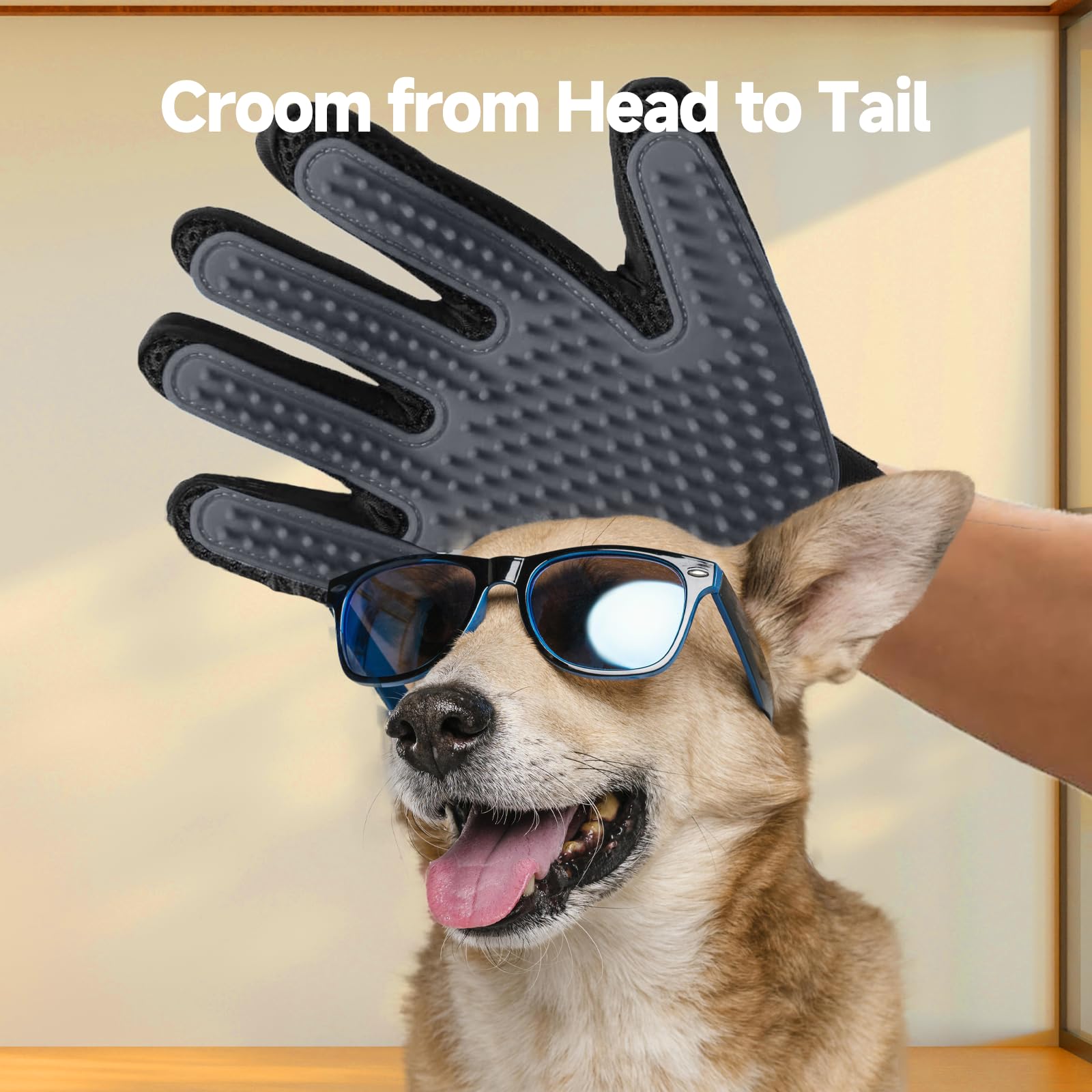 NVNAN Pet Hair Removal Glove for Dogs & Cats, 2-Pack 2-in-1 Deshedding Brush & Massage Mitt - Grooming Gloves for Shedding Contr