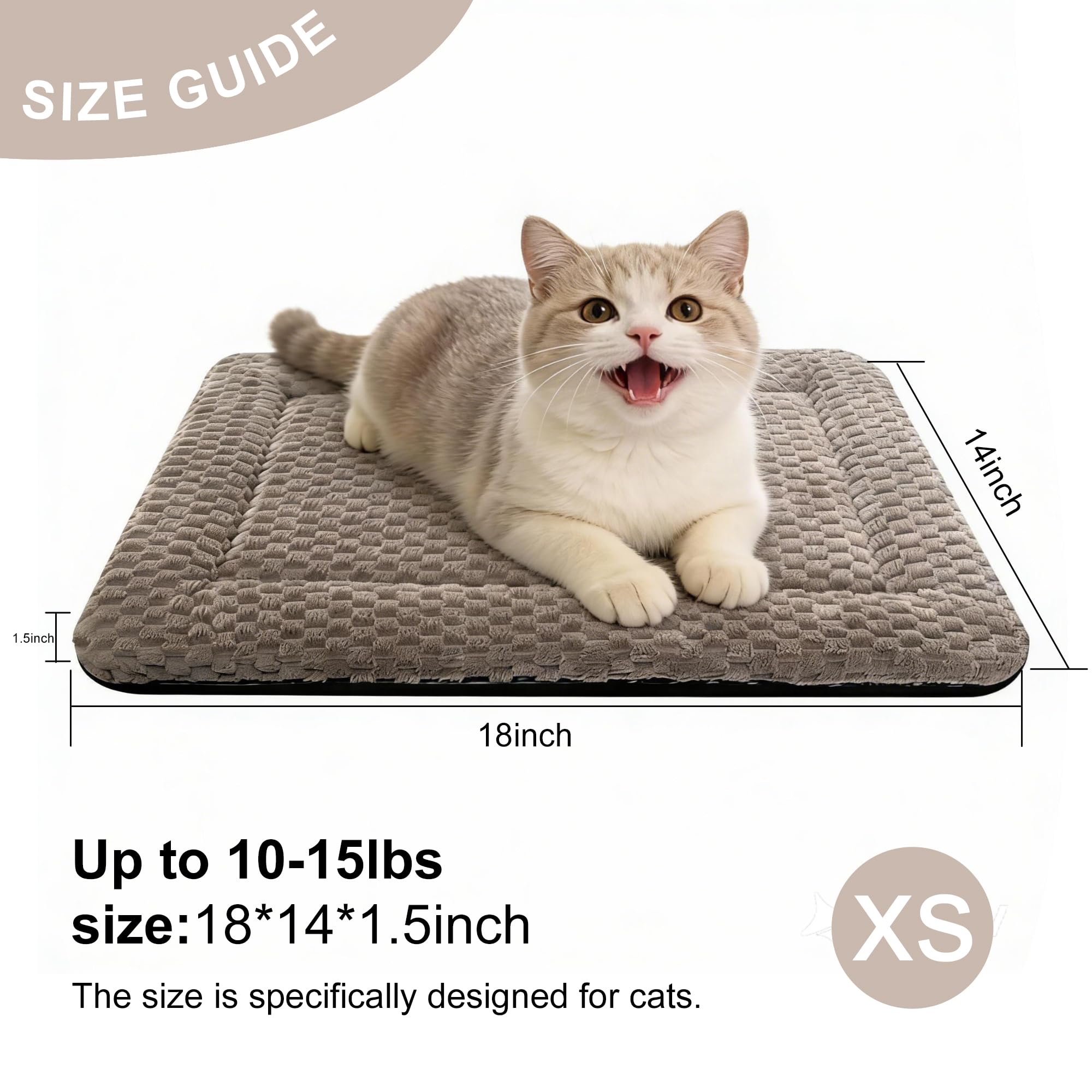 Dog Bed Mat - Soft & Comfortable Dog Kennel Pad for Crate - Durable Crate Bed & Mat for Dogs & Cats (Light Gray, XS(18*14*1.5))