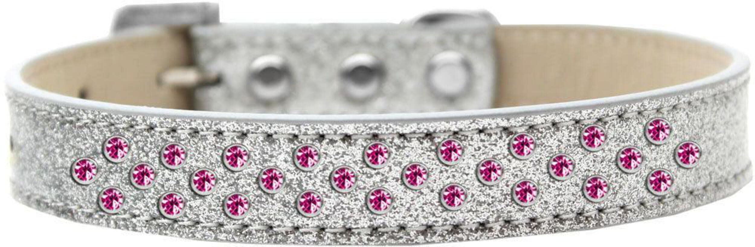 Mirage Pet Products Sprinkles Ice Cream Dog Collar with Bright Pink Crystals, Size 16, Silver