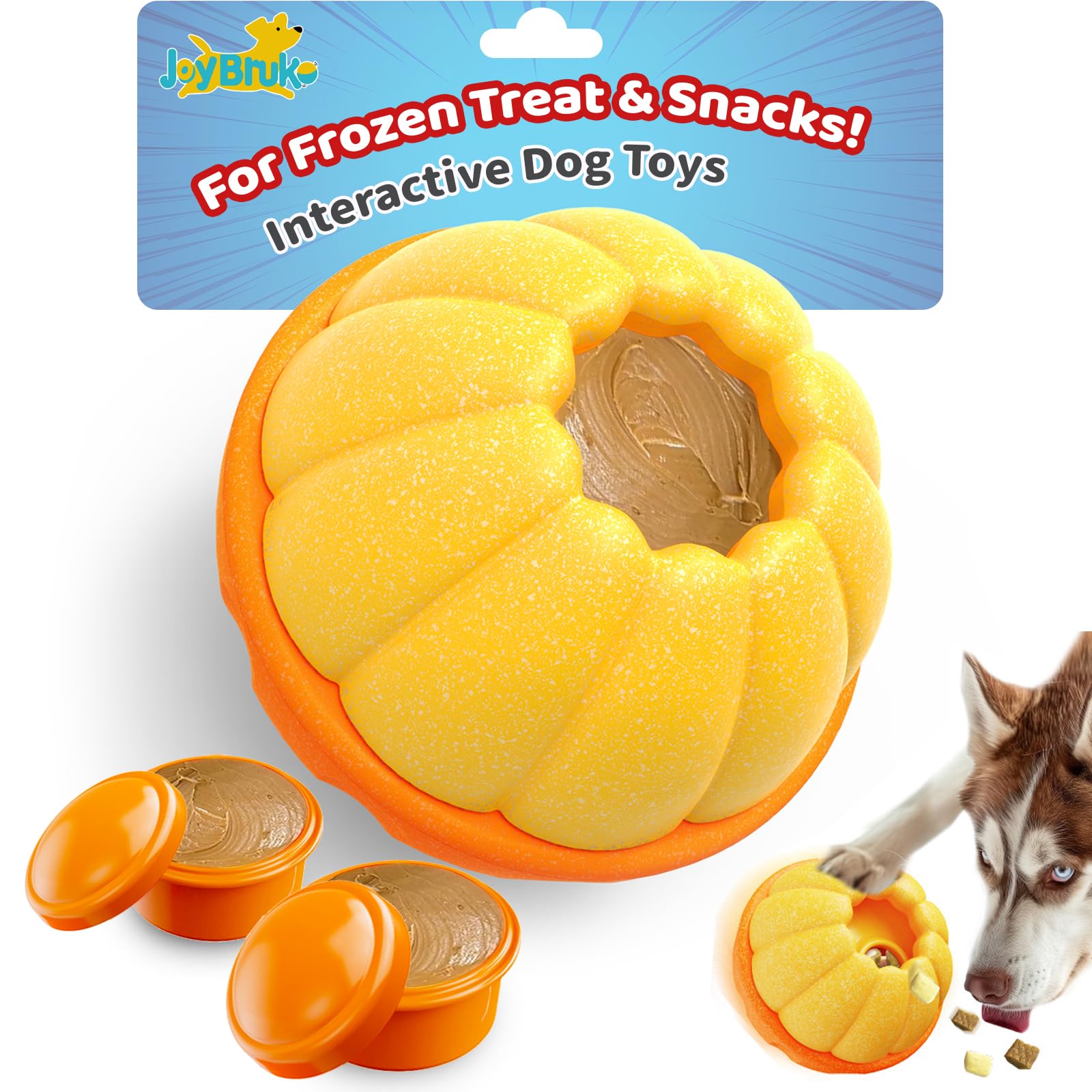 JoyBruko Interactive Dog Toys for Aggressive Chewers, /No Oil Needed/Smooth Screwing Frozen Treat Freezable Dog Puzzle Treat Dis