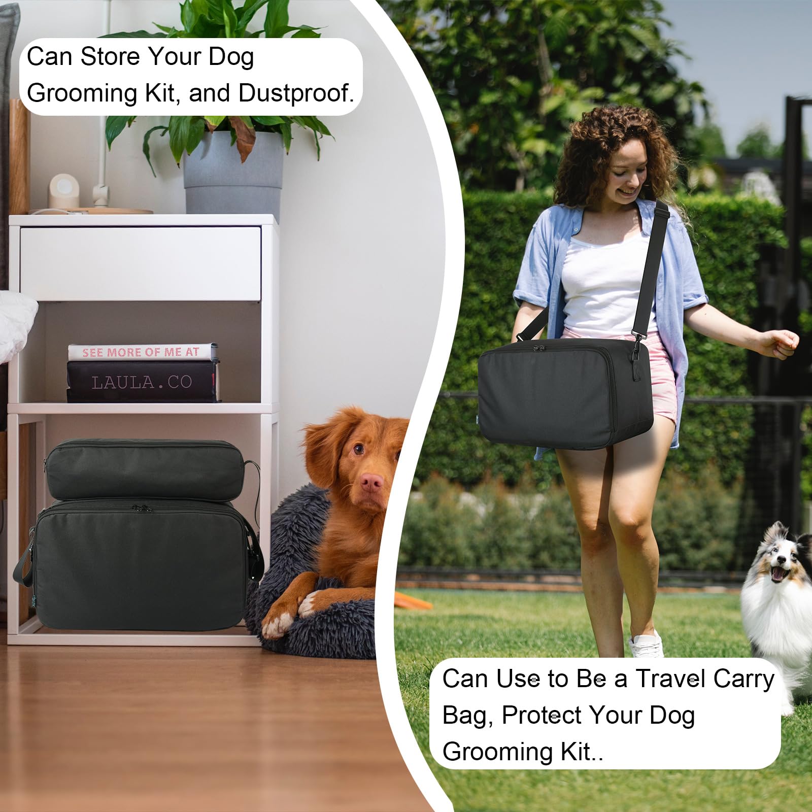 Beautyflier Pet Grooming Supplies Organizer, Protective Tote Bag Case for Pet Grooming Kit & Vacuum Suction Dogs Cats Hair, Trav