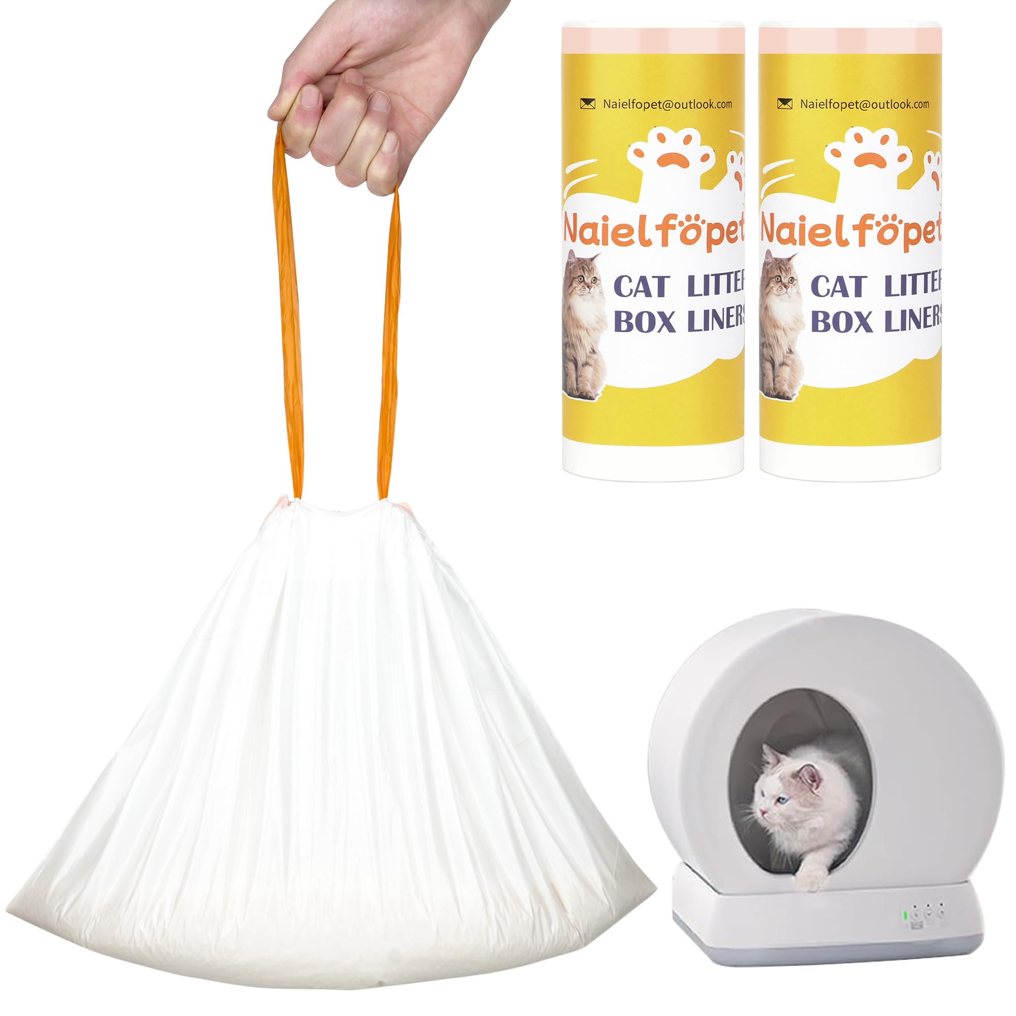 40 Count 18'' X 12.6'' Cat Litter Box Liners, Replaced Trash Bags Fit For Cat Litter Box Mw-Sc01/Mw-Sc02/Mw-Lr01, Drawstring Was