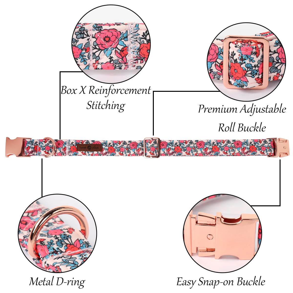 Lionet Paws Pink Flower Dog Collar, Cute Spring Dog Collar For Girl For Large Dogs, Adjustable Cotton Flower Pet Collars For Lar