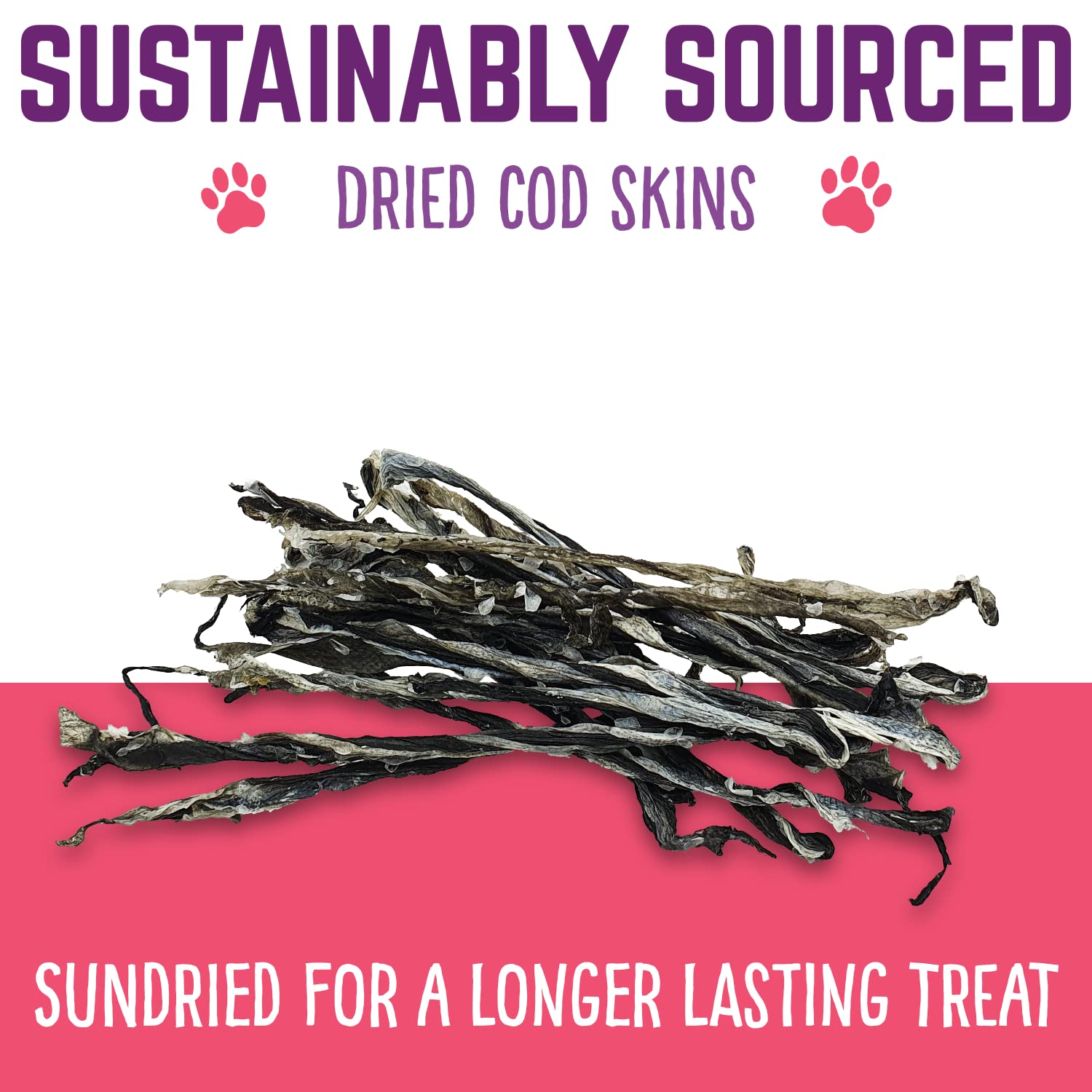 Hungry Paws Cod Skins Dog Training Treats - All Natural & Healthy Fish Skin Snacks for Dogs Boost Their Coat and Oral Health wit