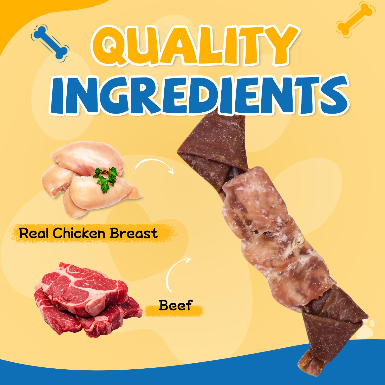 gazeupon Dog Treats, Made with Real Chicken and Beef Meat, Healthy Dog Chew w/Glucosamine Chondroitin, High Protein, Rawhide Fre
