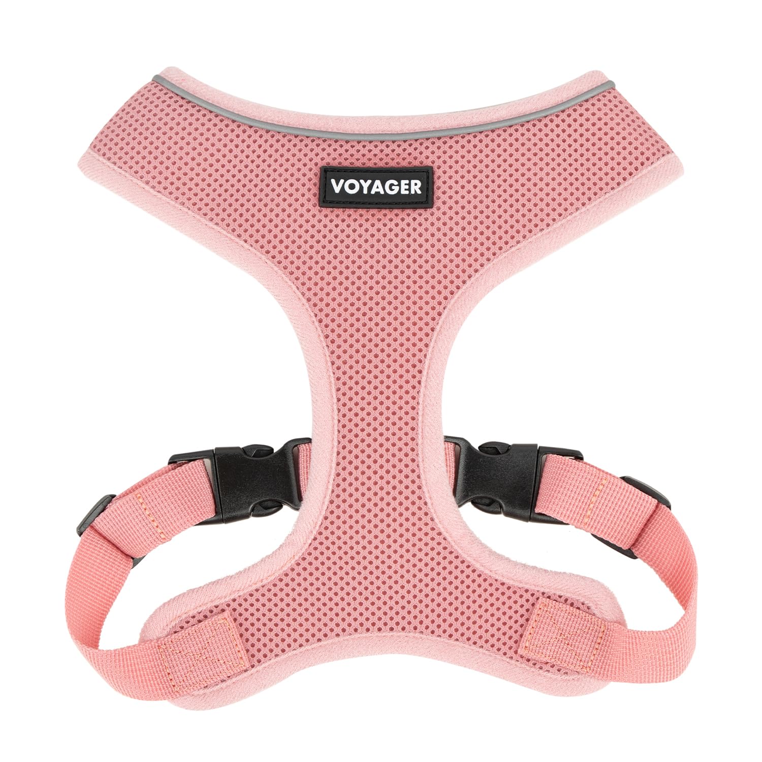 Voyager Aerolite No Pull Mesh Dog Harness With Lightweight, Soft, Breathable, Reflective Stitching, And Adjustable Straps For Walking, Running, Training, Heavy Duty And Durable - Pink, L