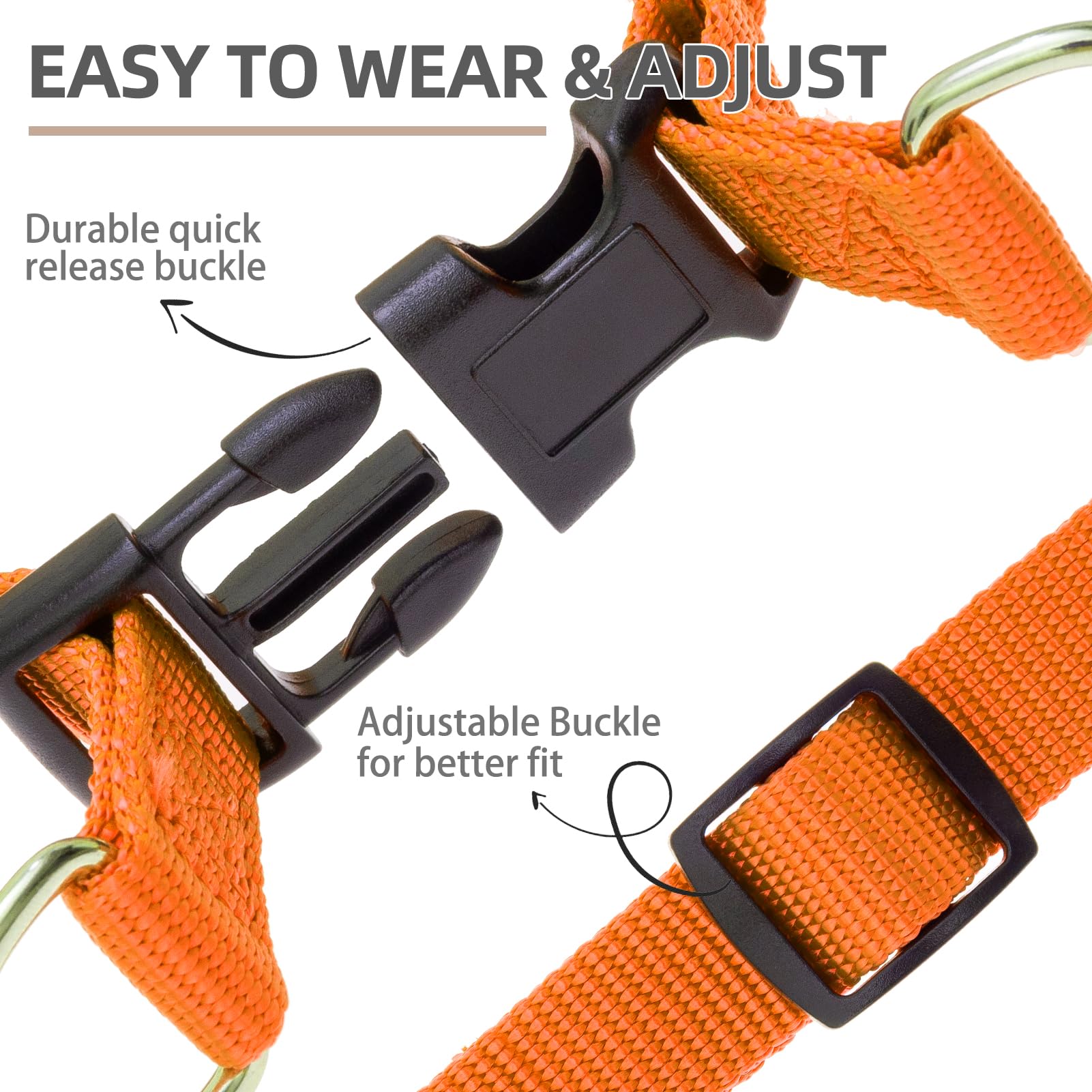 Pupteck No Pull Dog Harness Soft Adjustable Basic Nylon Step In Puppy Vest Outdoor Walking With Id Tag And A-Ir Tag Case, Orange