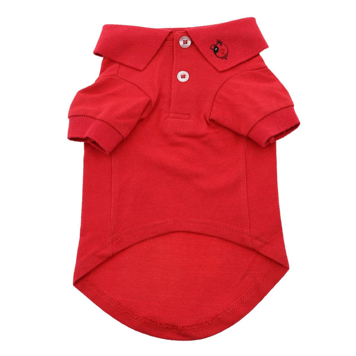 Doggie Design Solid Dog Polo Shirt (Flame Scarlet Red, L)