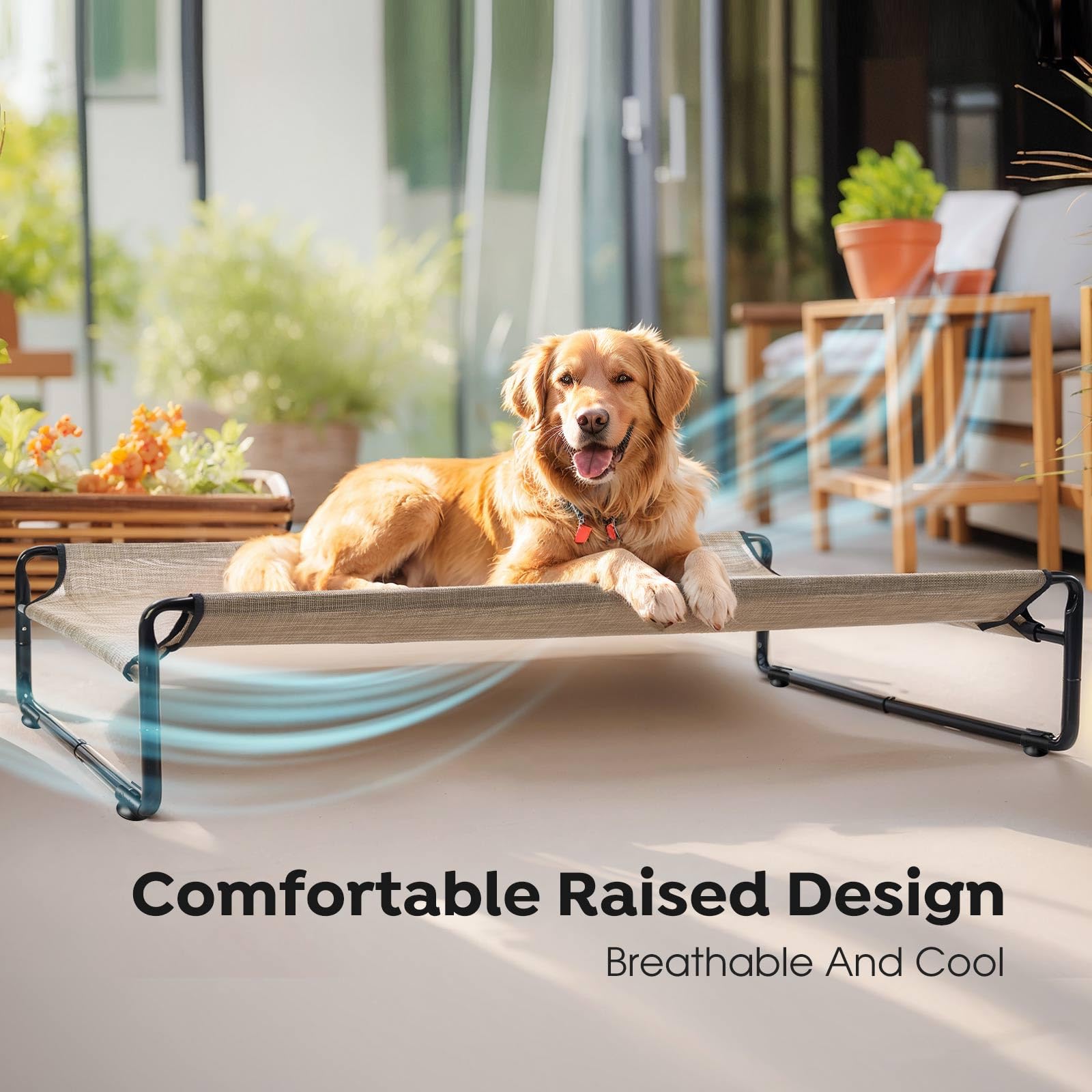 Veehoo Original Cooling Elevated Dog Bed, Outdoor Raised Dog Cots Bed For Large Dogs, Portable Standing Pet Bed With Washable Breathable Mesh, No-Slip Feet For Indoor Outdoor, X-Large, Grey, Cwc2201