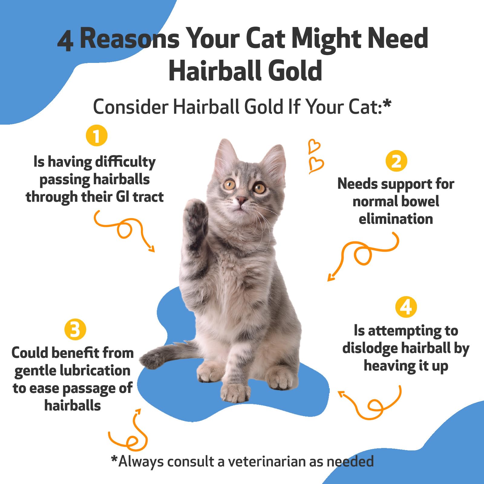 Pet Wellbeing Hairball Gold for Cats - Vet-Formulated - Eases Passage of Hairballs Through Digestive Tract - No Mineral Oil, All