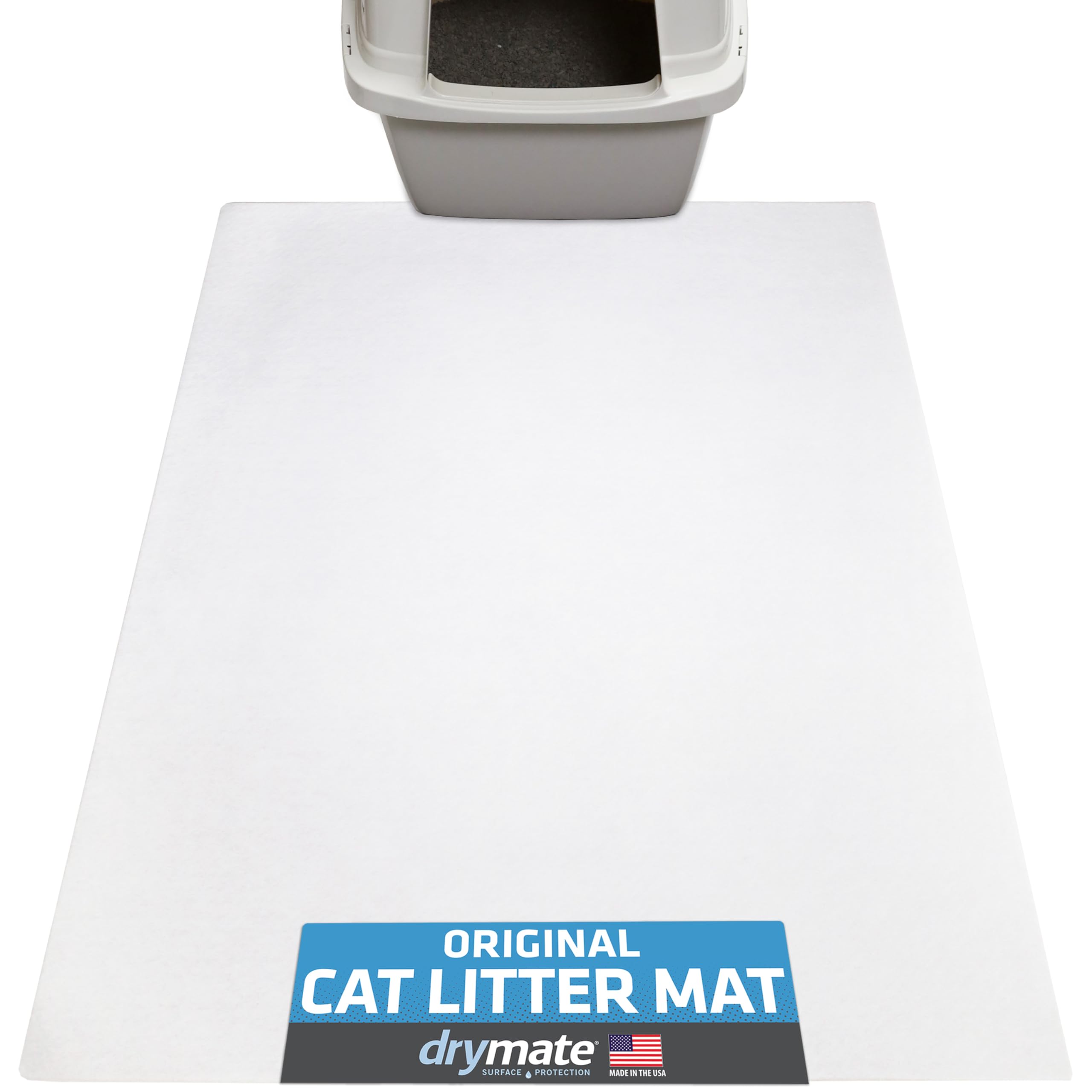 Drymate Original Cat Litter Mat, Contains Mess From Box, Protects Floors, Urine-Proof, Machine Washable, Soft On Kitty Paws, Absorbent, Waterproof (Usa Made, Recycled Content) (28”X36”)(White)