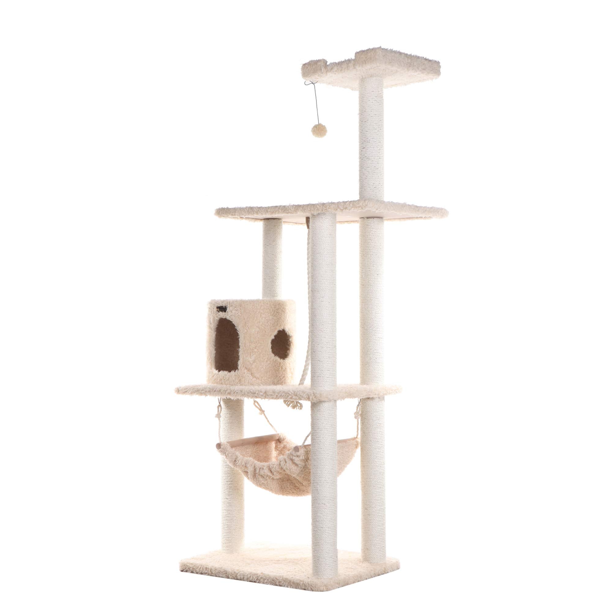 Armarkat 70 Real Wood Cat Furniture,Ultra Thick Faux Fur Covered Cat Condo House A7005, Beige