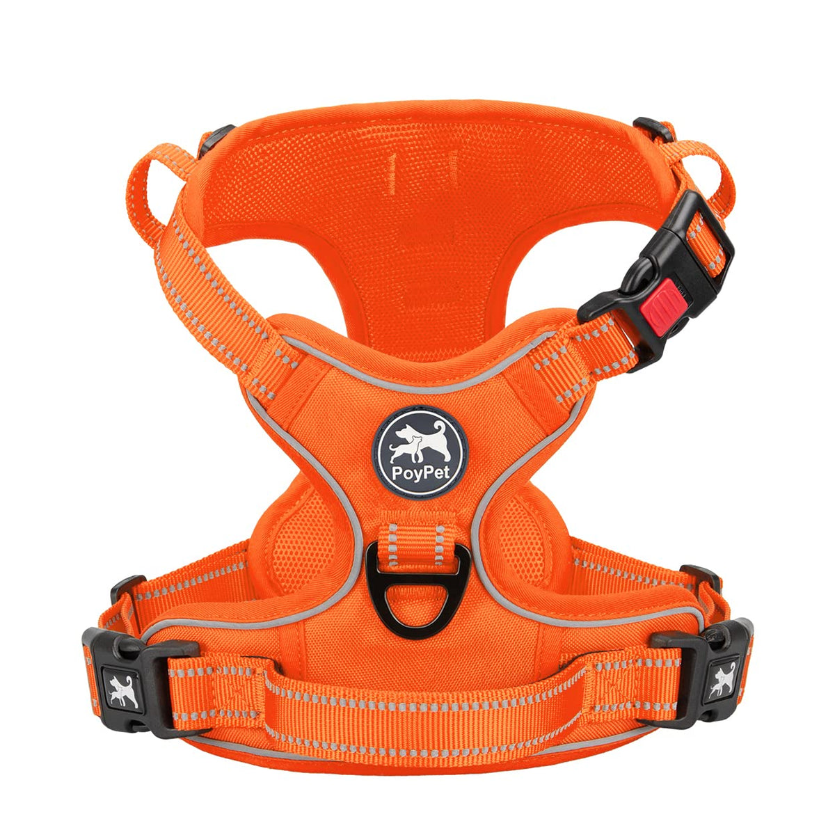 Poypet No Pull Dog Harness, No Choke Reflective Dog Vest, Adjustable Pet Harnesses With Easy Control Padded Handle For Small Medium Large Dogs(Orange Matching Trim,Xs)