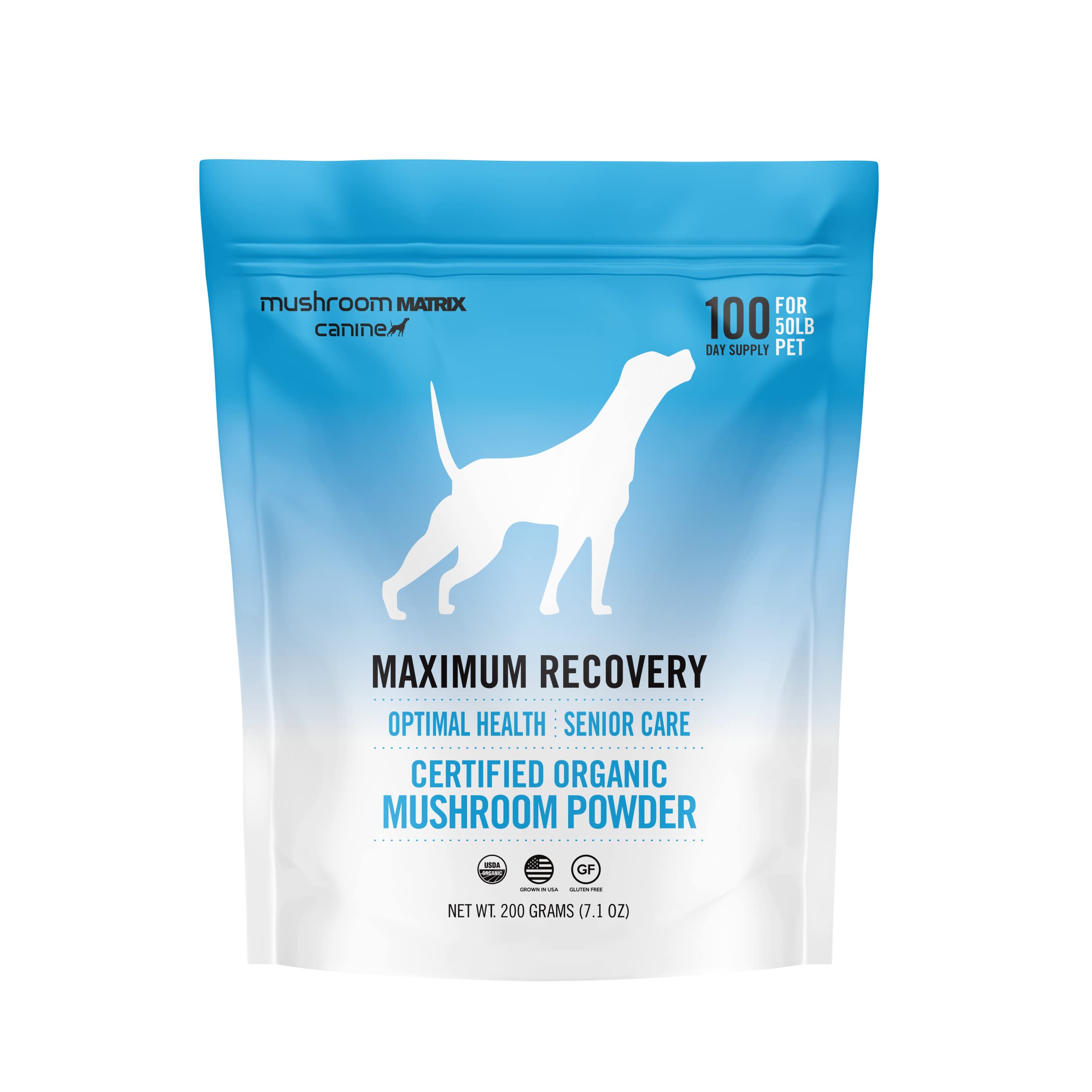 Om Mushroom Matrix Maximum Recovery Mushroom Pet Supplement Powder, Supports Optimal Health & Senior Care for Dogs & Cats, 200 G