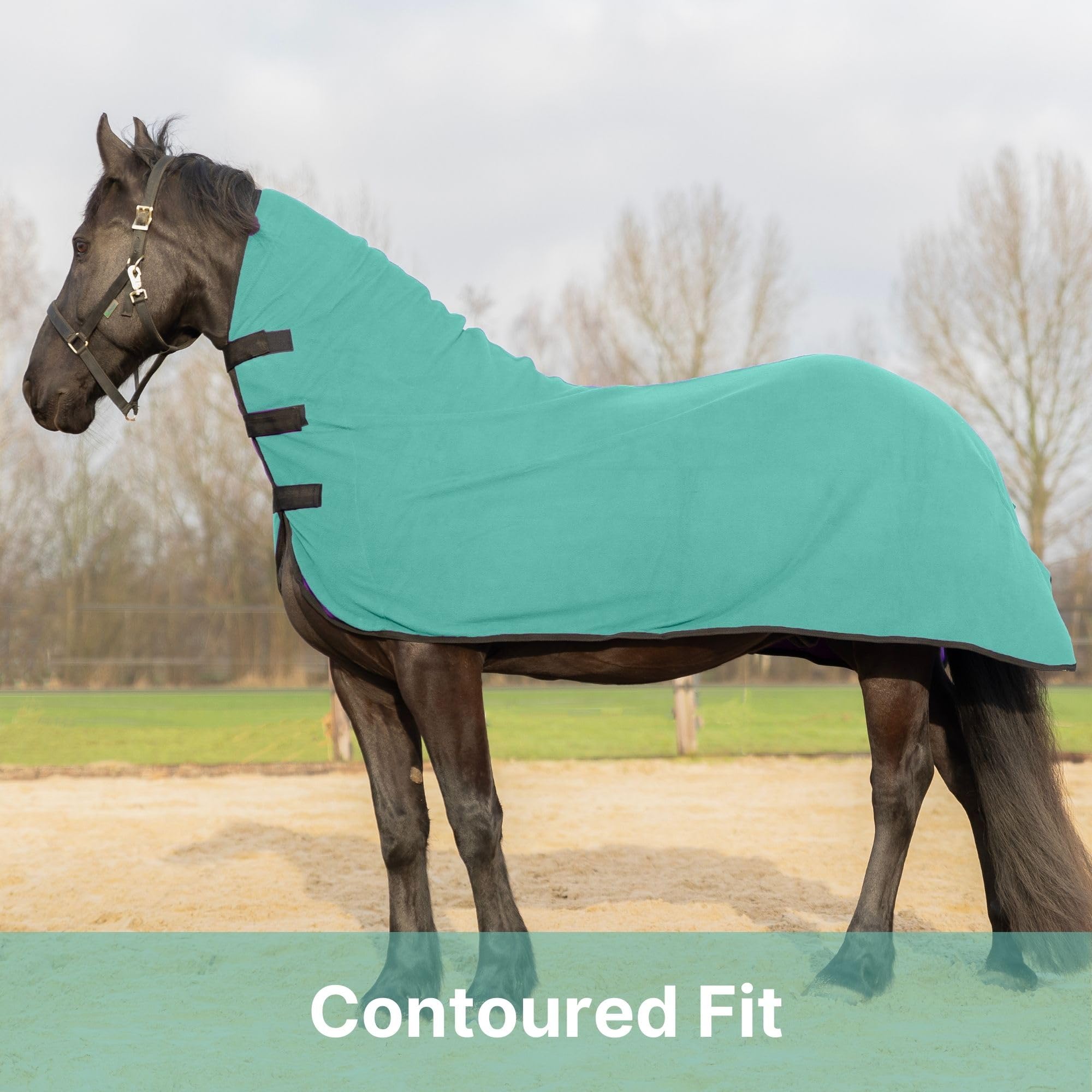 Resistance Long Lasting & Warm Soft Fleece Contour Cooler For Horse (Teal, Medium)