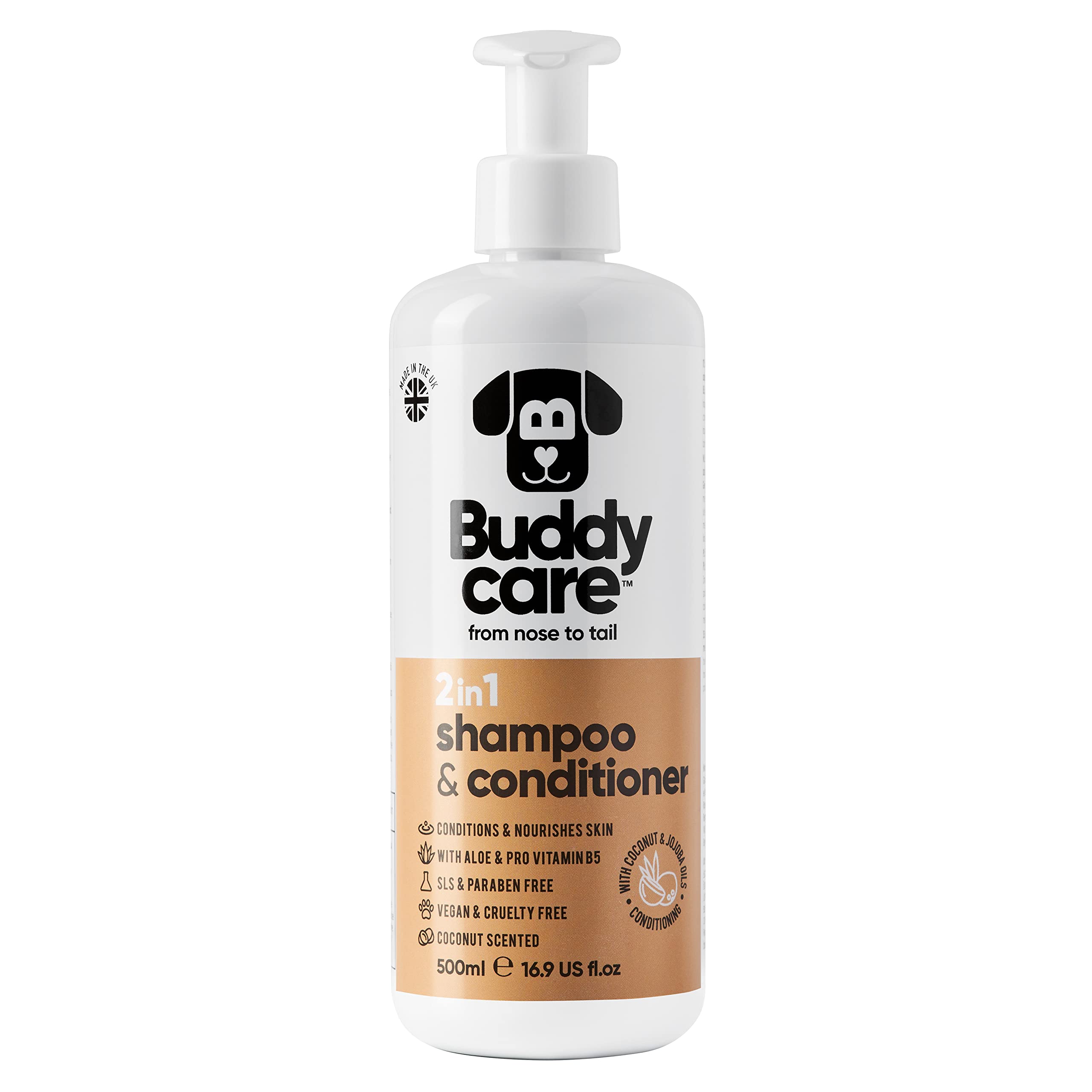 2In1 Dog Shampoo & Conditioner By Buddycare | Coconut Scented | With Aloe Vera And Pro Vitamin B5 (16.90Oz)