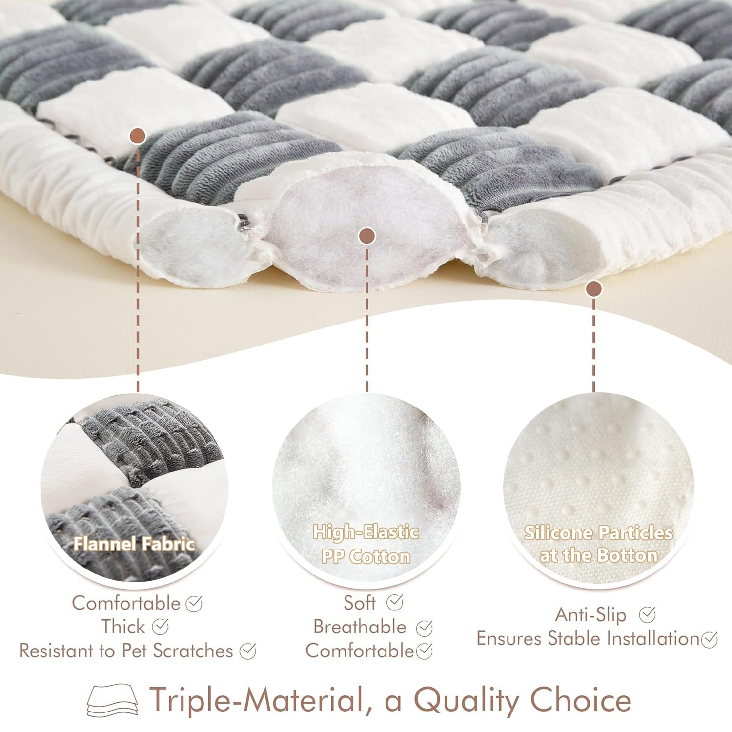 Dog Bed Mat For Car Backseat Extender, Non-Slip Plaid Pet Bed Mat For Car Back Seat Protector Cover, Furry Dog Couch Cover, Flan