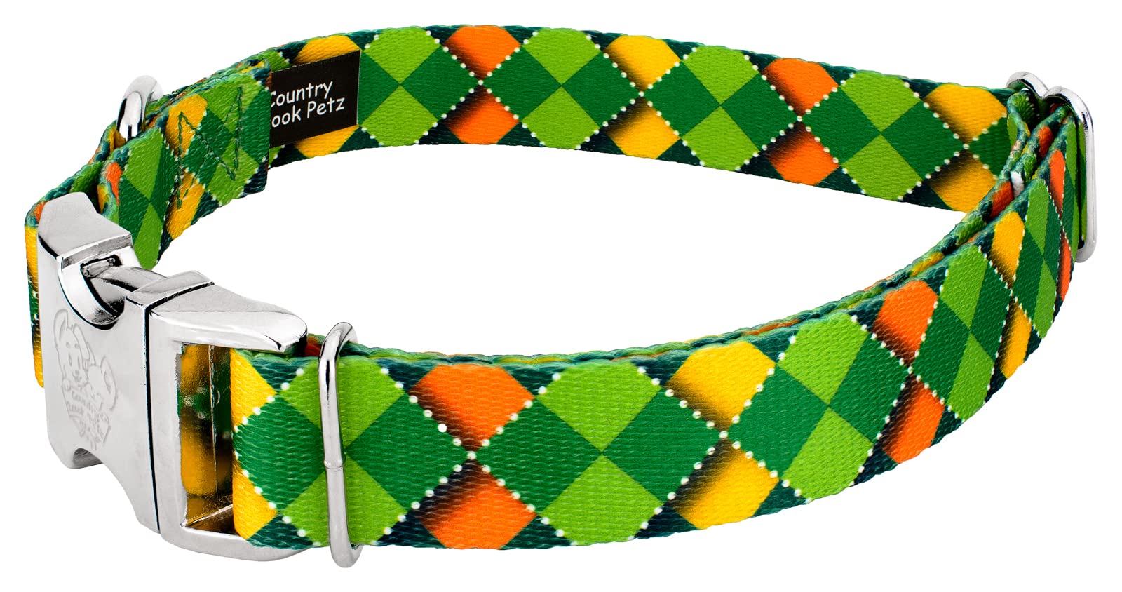 Country Brook Petz - Premium Limerick Argyle Dog Collar And Leash - Irish Pride Collection Featuring Lucky Designs (1 Inch, Medi