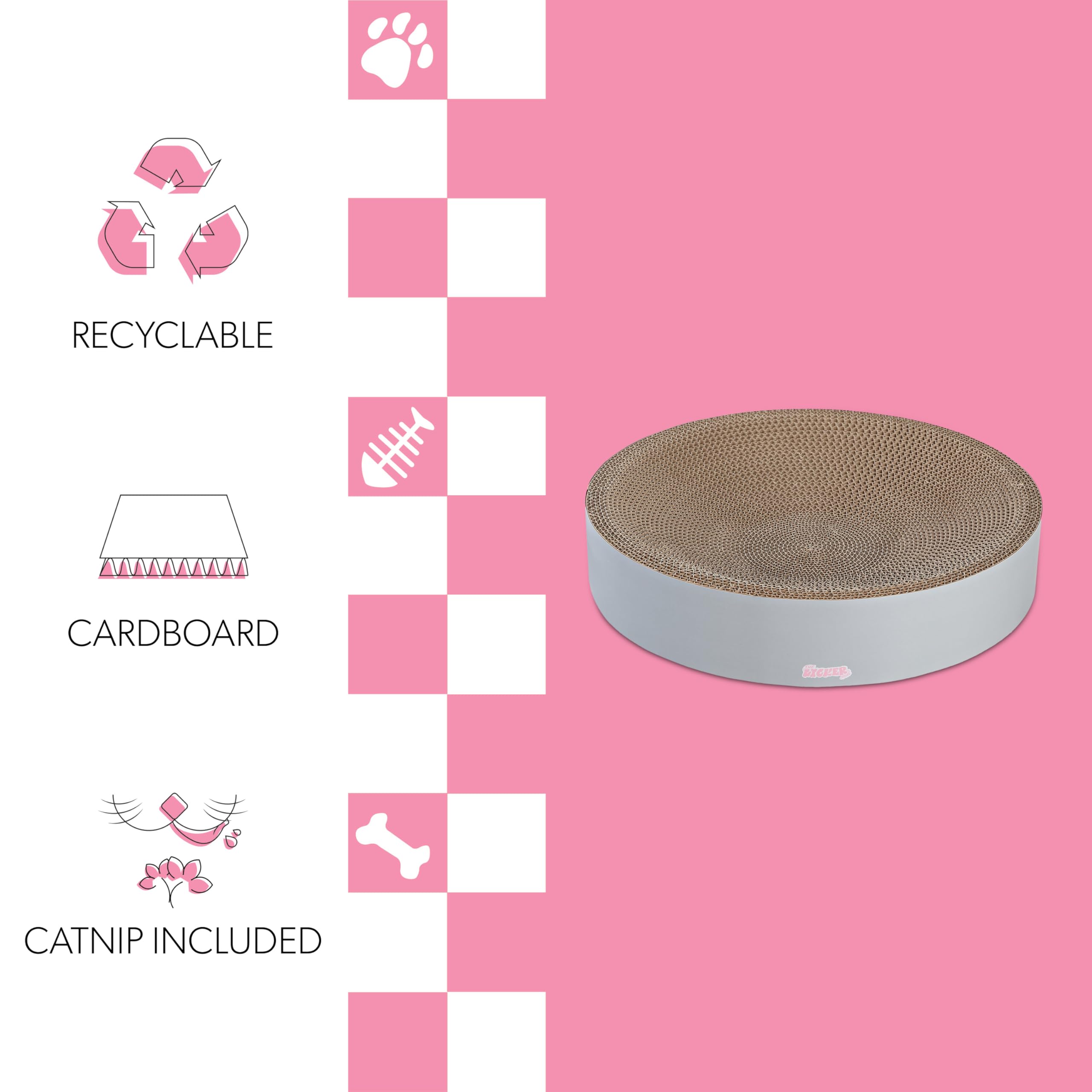 The Licker Store Csr1010K Nelson 20.13 Modern Cardboard Round Bowl Cat Scratcher With Catnip, Fog