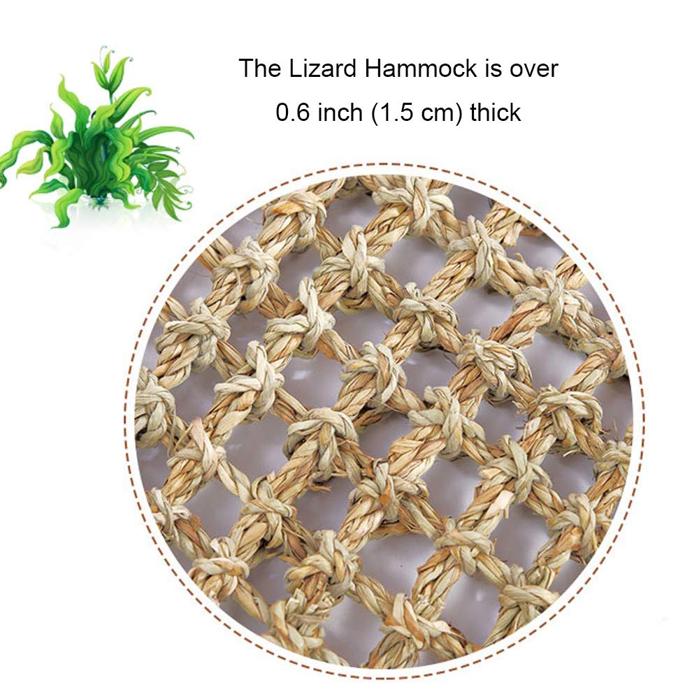 kathson Reptile Hammock Bed for Bearded Dragons & Geckos, 29.52x7.08, Black, 100% Natural Grass Fibers, Climbing Toy &