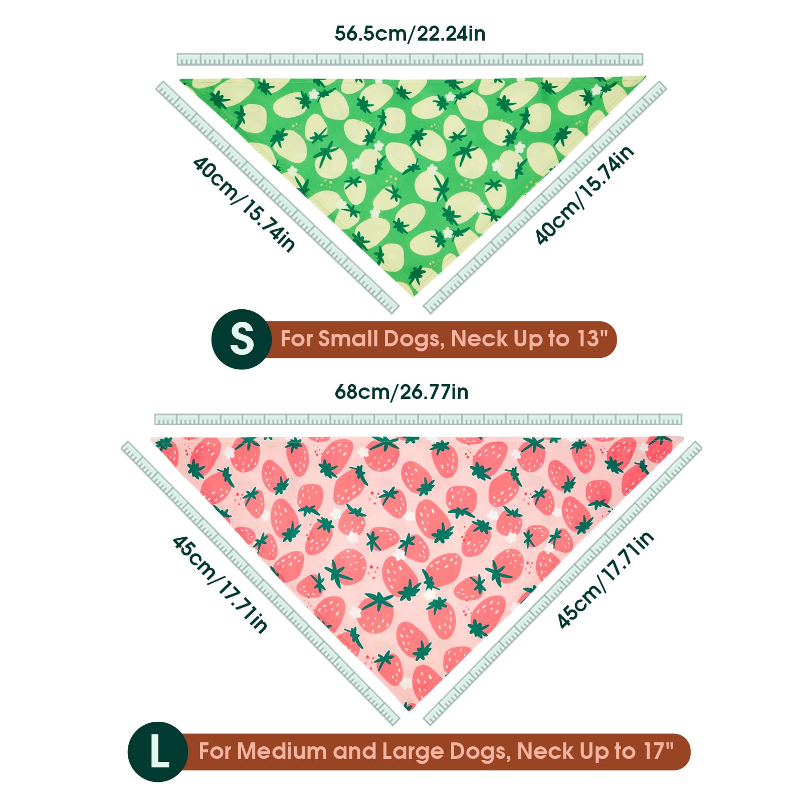 Kuoser Dog Bandanas, Triangle Reversible Fruit Print Pet Bandanas For Boy And Girl, All Seasons Bandana For Small Medium And Lar