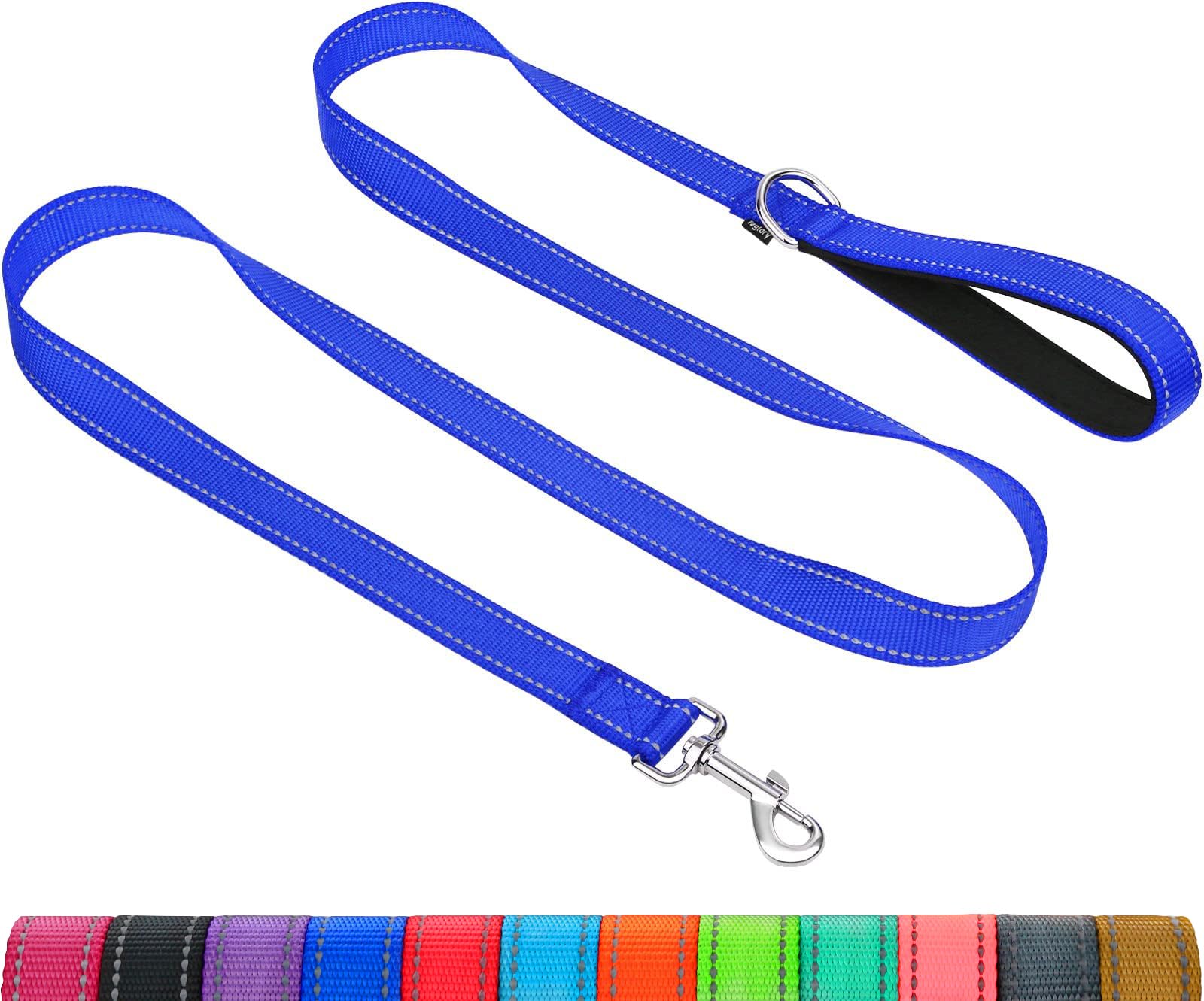 Taglory Dog Leash For Medium Large Dogs, Double-Sided Reflective Leash With Soft Neoprene Padded Handle, 1 Inch By 5 Ft, Fit Med