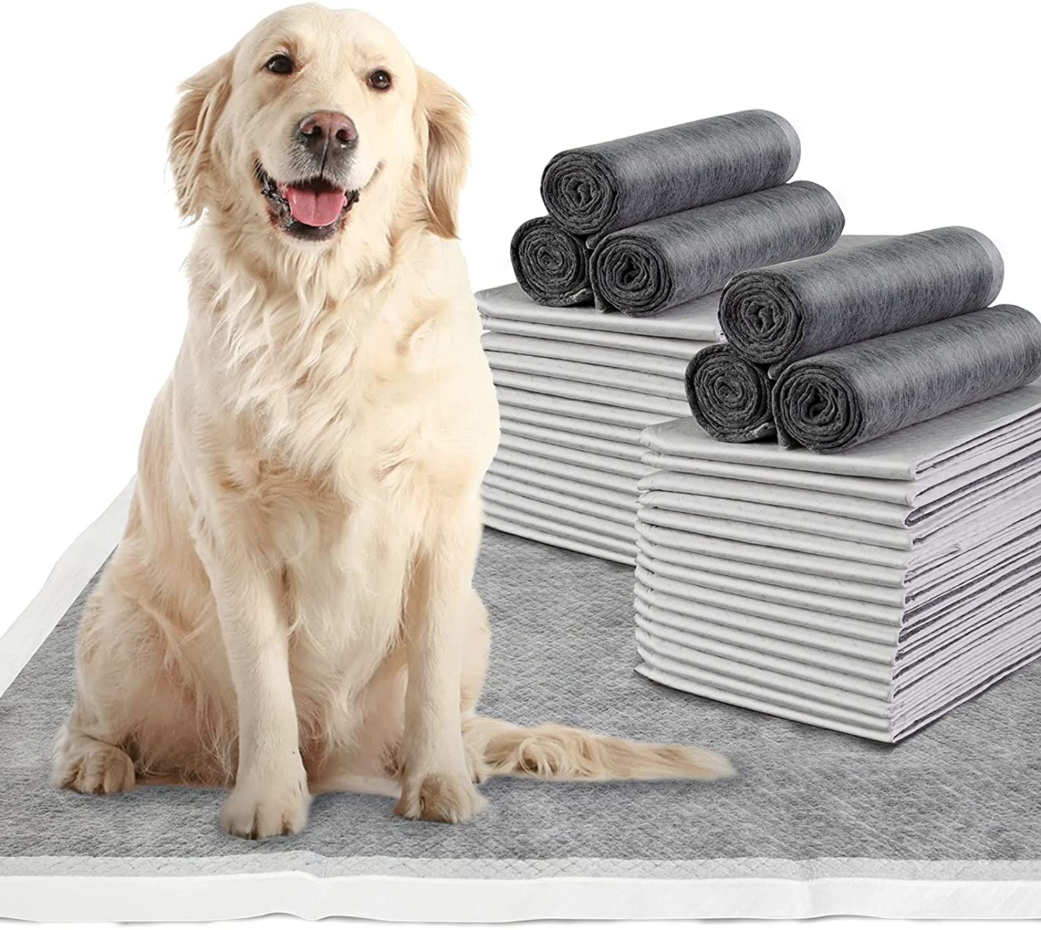 Hidoggyld Dog Pee Pads Extra Large 28' X 34', 40 Count, Charcoal Puppy Pads Xl, Potty Pet Training Pads With Adhesive Sticky Tape, Super Absorbent & Leak-Proof Disposable Pad For Doggies