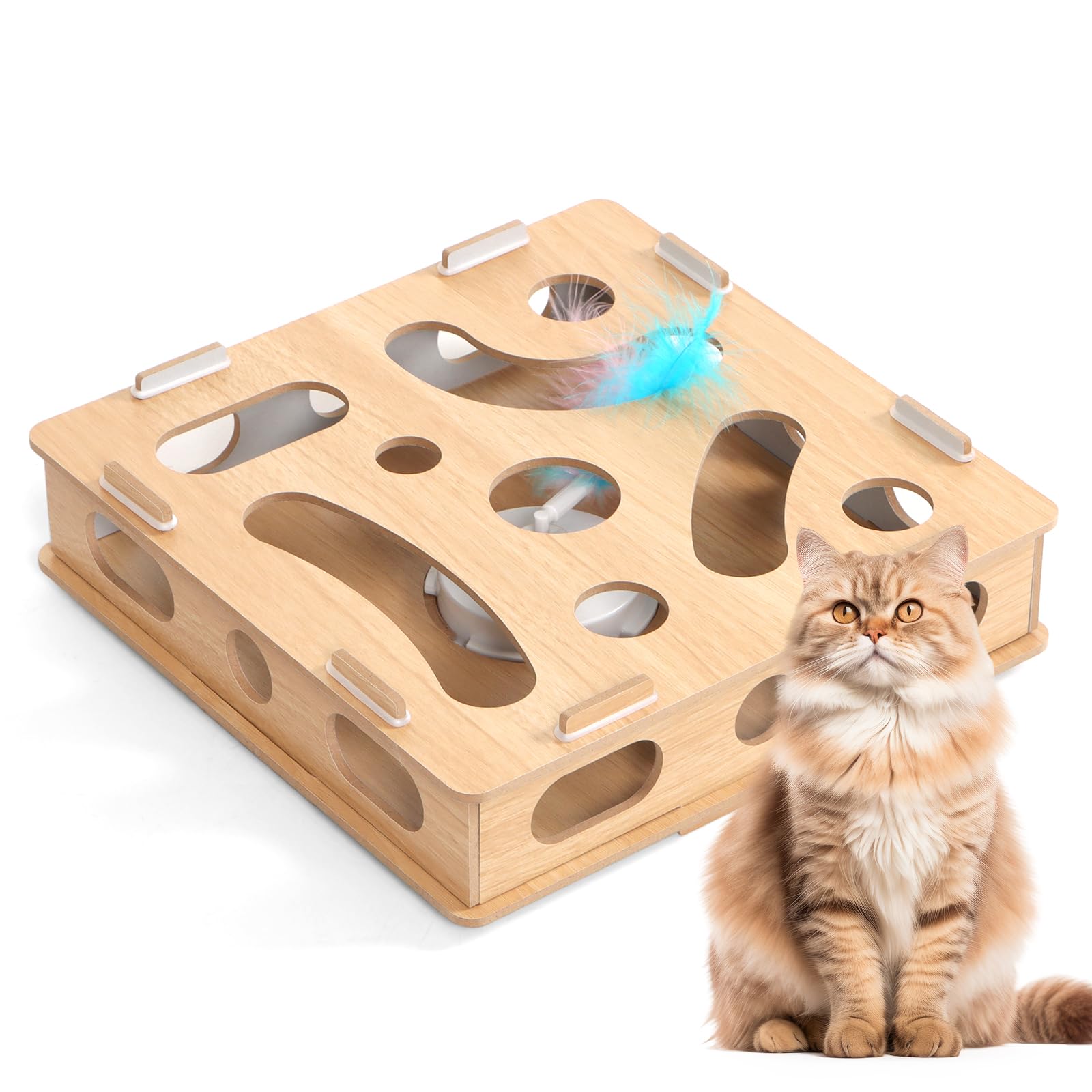 Birtimo Cat Puzzle Toy - Interactive Cat Toys, Kitten Ball Toy With Soft Felt Maze Game Puzzle Box For Cats