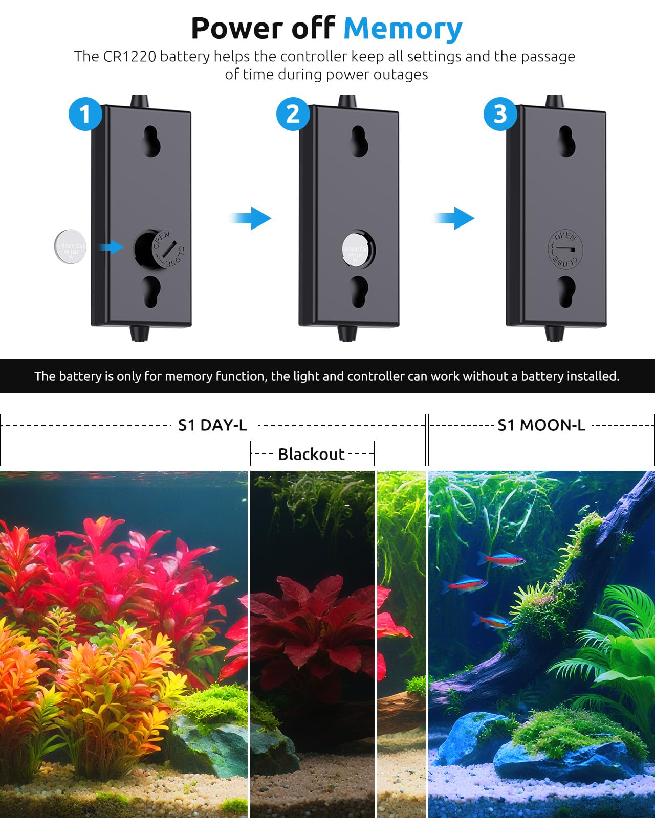 SEAOURA Aquarium Light with Temp Alarm, 36-42in Full Spectrum LED Lights, 24/7 Programmable with Power Off Memory, WRGB Custom,