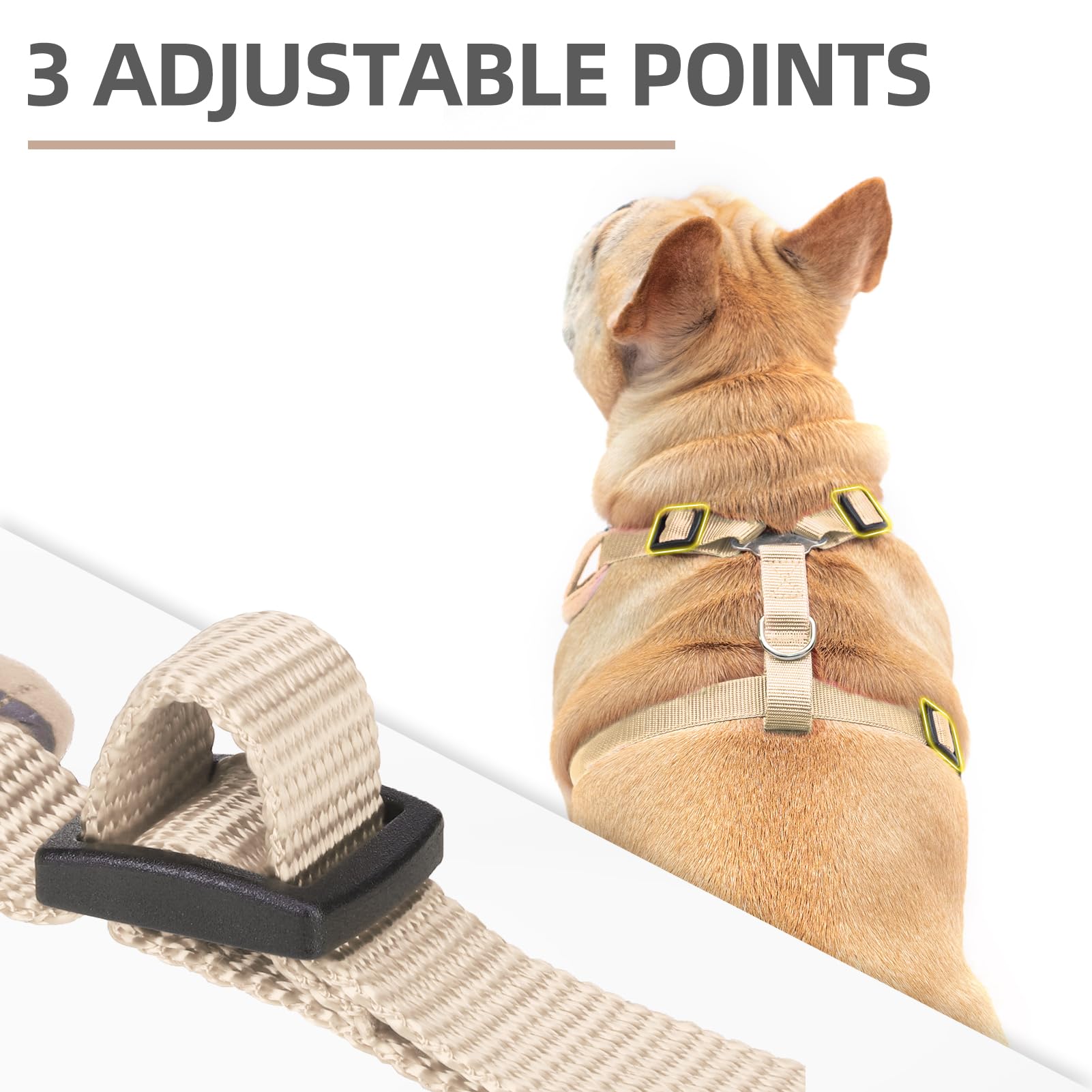 Pupteck Dog Harness And Leash Set For Small Medium Dogs No Pull, Soft Mesh Adjustable Puppy Cat Harness Reflective At Night, Kha