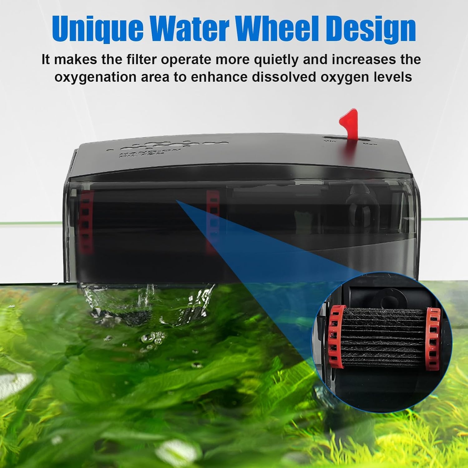 AQQA Aquarium Filter 10-30 Gallon Fish Tank Filters with Bio-Wheel Power, Hang on Back Aquarium Filter, Adjustable Flow Hob Filt