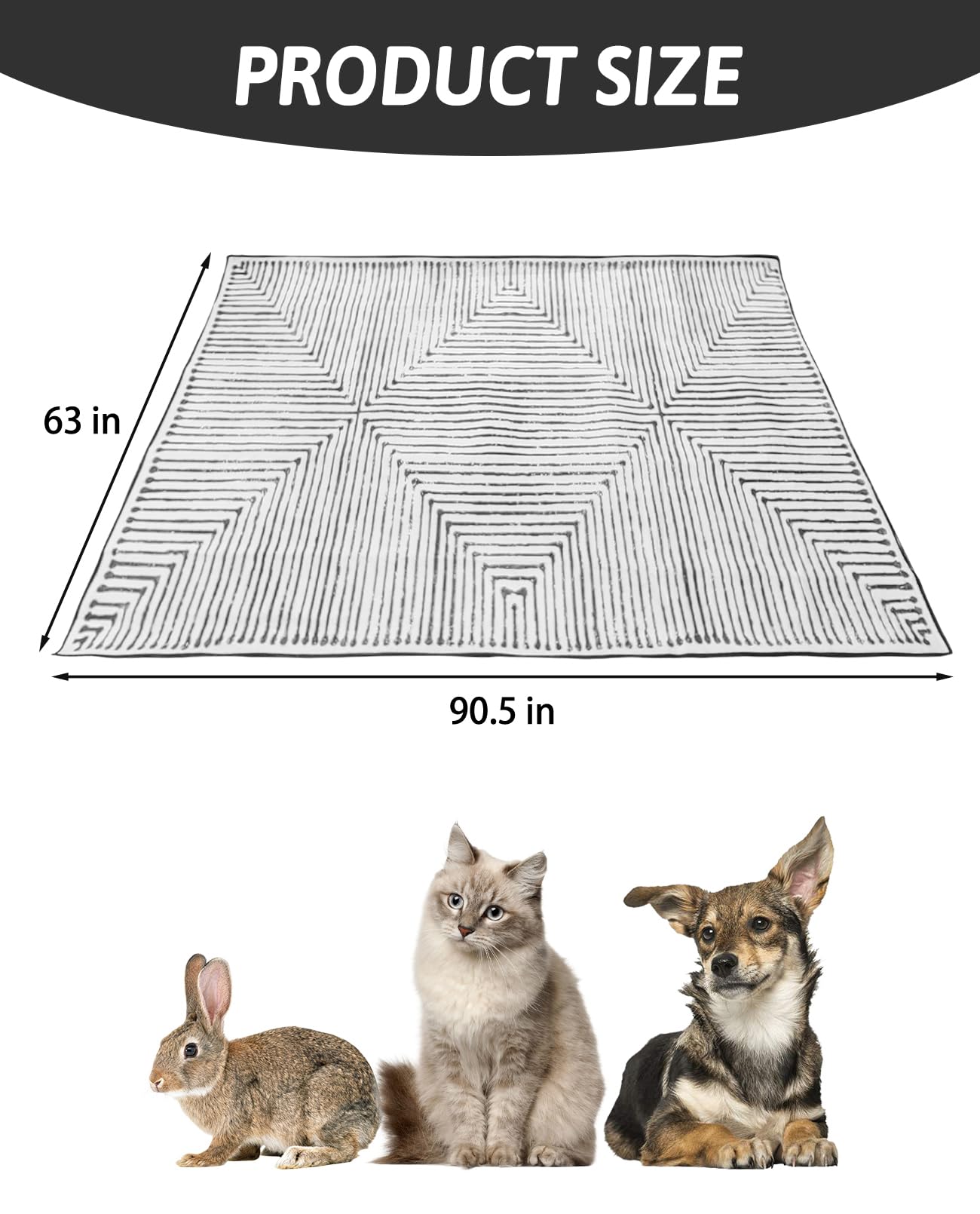 BNOSDM 91'''' X 63'''' Washable Bunny Cage Liners Large Rug for Rabbits Large Non Slip Pad for Bunnies Resuable Rabbit Liner for