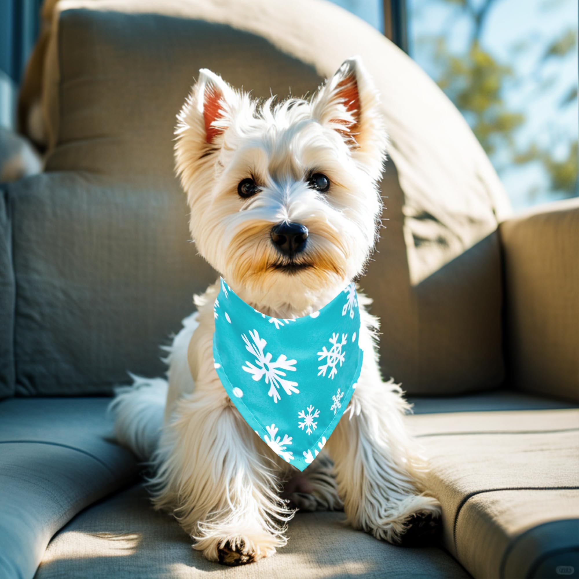 JpGdn 10PCS Dog Bandanas Winter for Xs Small Breed Dog Snow Forest Ice PineTree Kerchief Triangle Bibs Head Scarves for Boys and