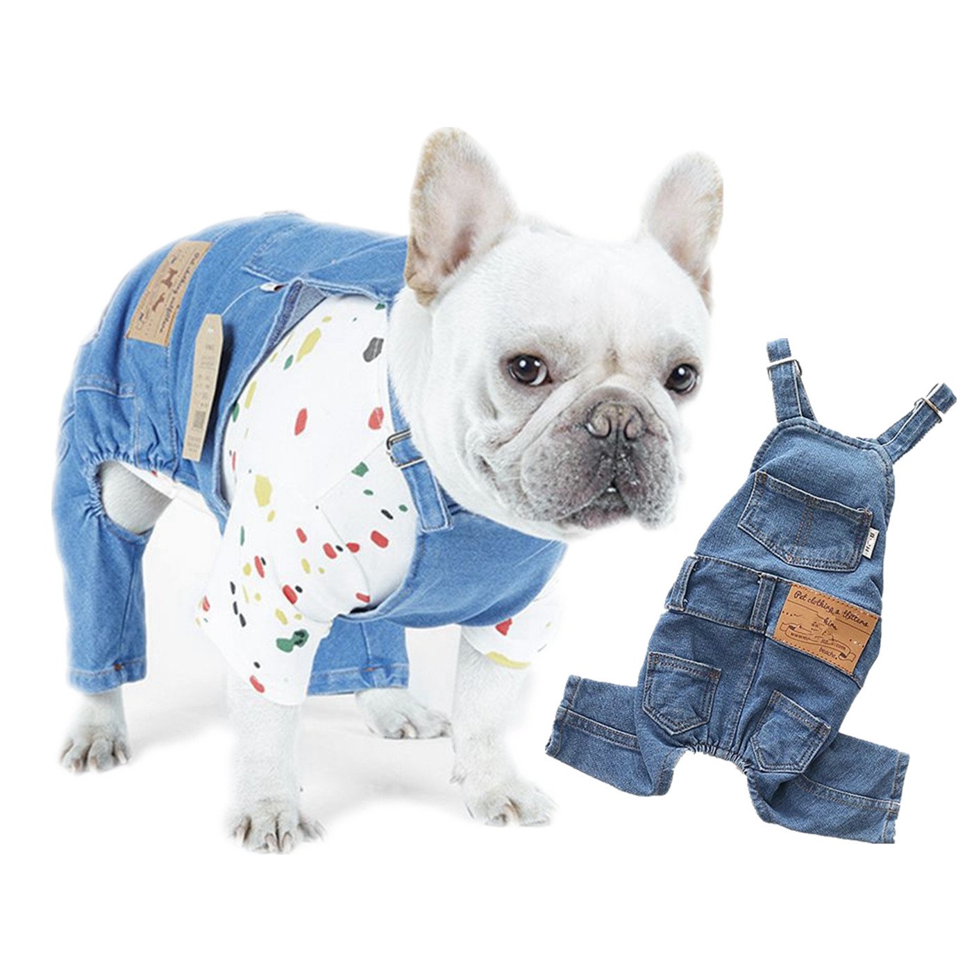 Leowow Pet Dog Denim Clothes Small Dogs Cowboy Overalls Classic Puppy Vintage Clothes Cat Apparel-S/M